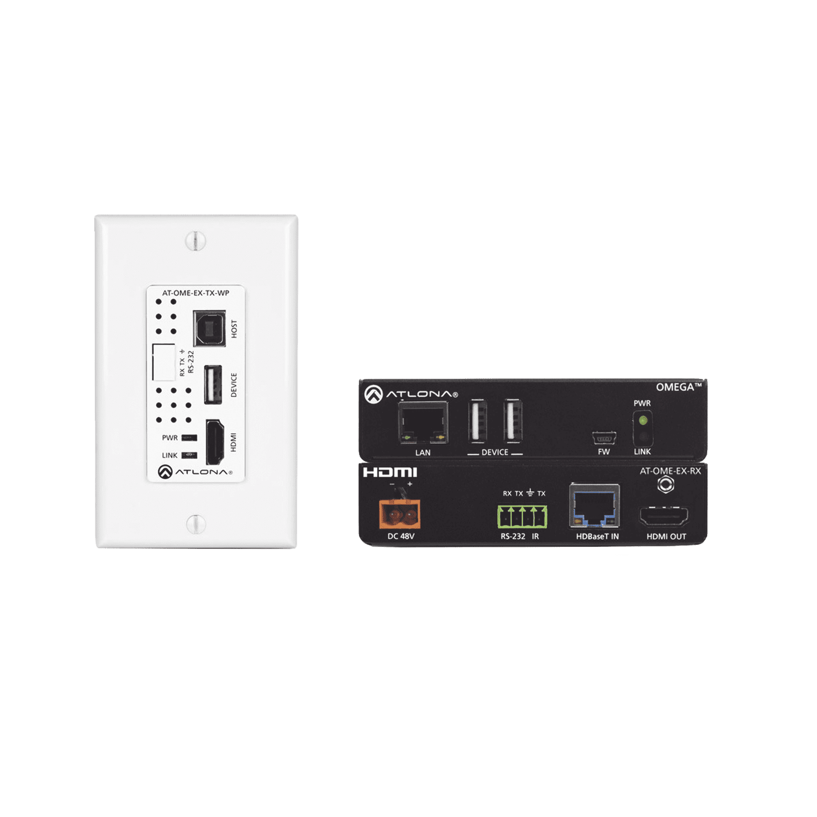 OMEGA 4K/UHD Placa de pared HDBaseT TX/RX para HDMI con USB AT-OME-EX-WP-KIT - ATLONA