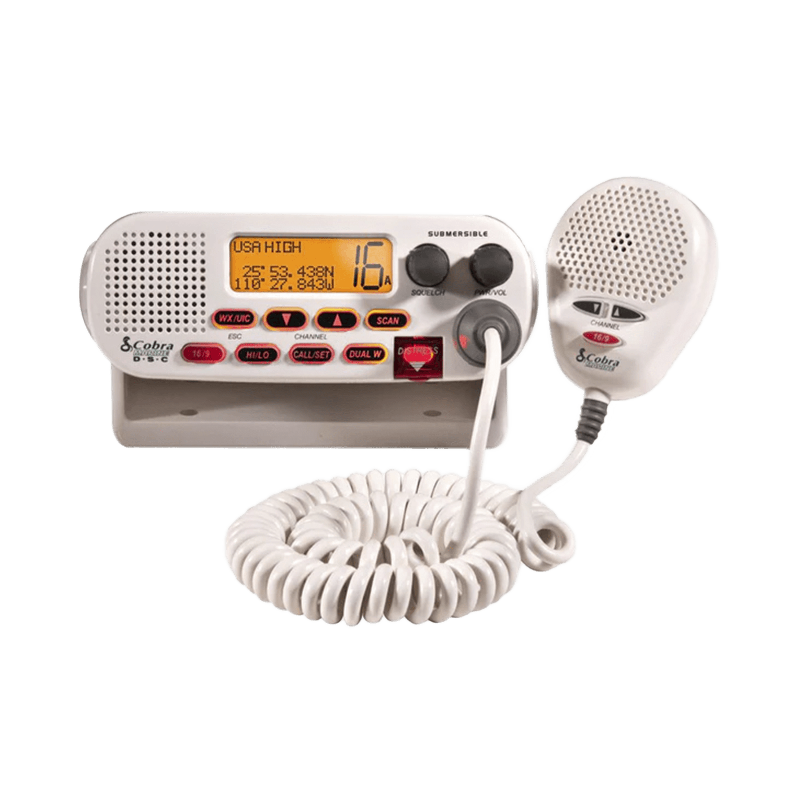 Radio móvil marino VHF clase D con canales Internacionales, de Canadá y Estados Unidos MRF45D - COBRA