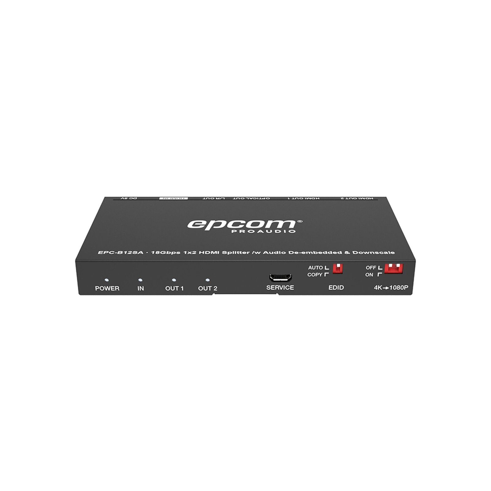 Splitter HDMI 1×2 | 4K@60Hz | Extractor de Audio | Down Scaler | HDR  4:4:4 | EDID | 18Gbps EPC-B12SA - EPCOM PROAUDIO