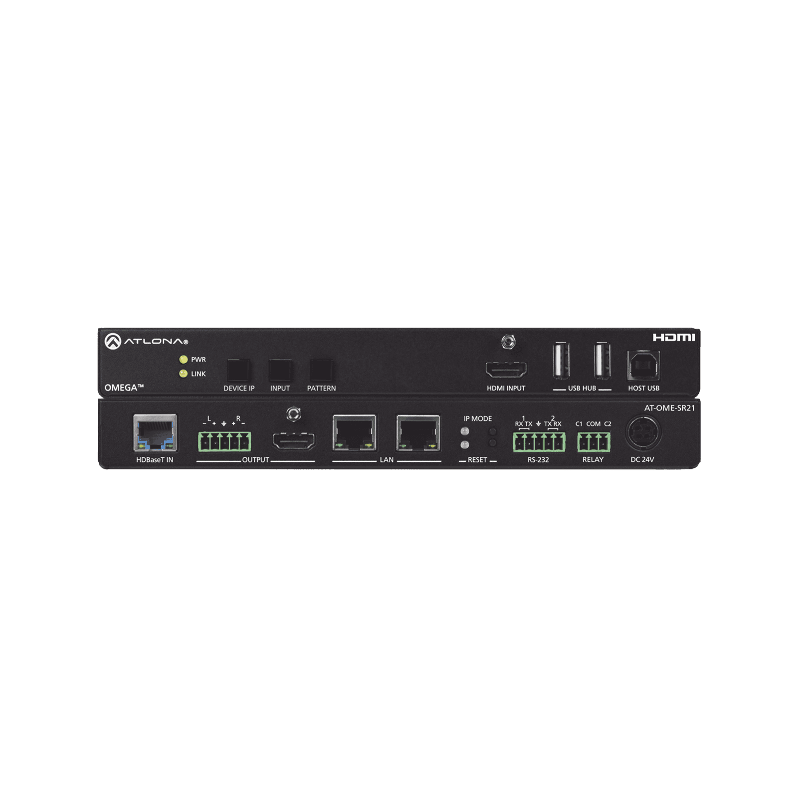 Switch matriz y receptor AV 2×1 con escalador y USB – Entradas HDBaseT y HDMI AT-OME-SR21 - ATLONA