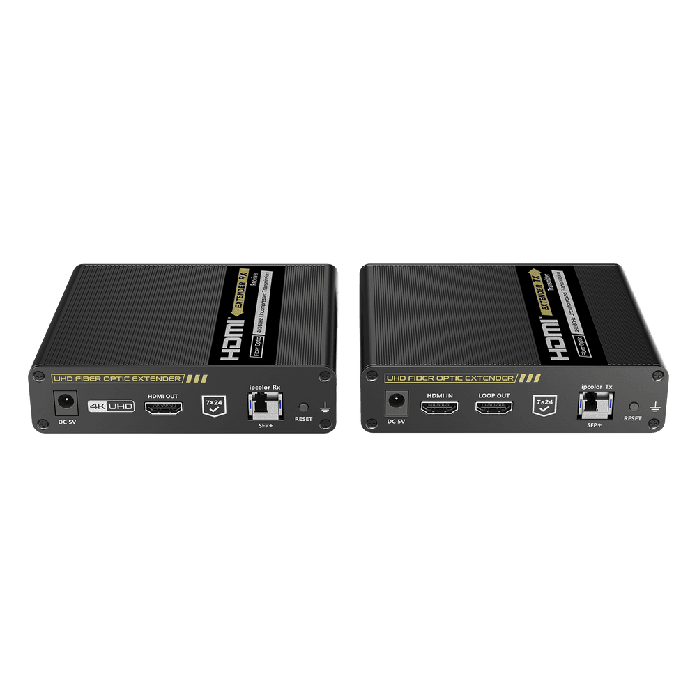 Kit Extensor HDMI por FIBRA ÓPTICA 10G a 40 Km / Resolución 4K@60Hz/ Monomodo (SMF) / IPCOLOR PIXEL / Cero Latencia/ Sin Comprimir / S/PDIF / ARC / RS-232 / Salida Loop / Transceptores Ópticos (GBIC) Incluidos / IR bidireccional. TT993