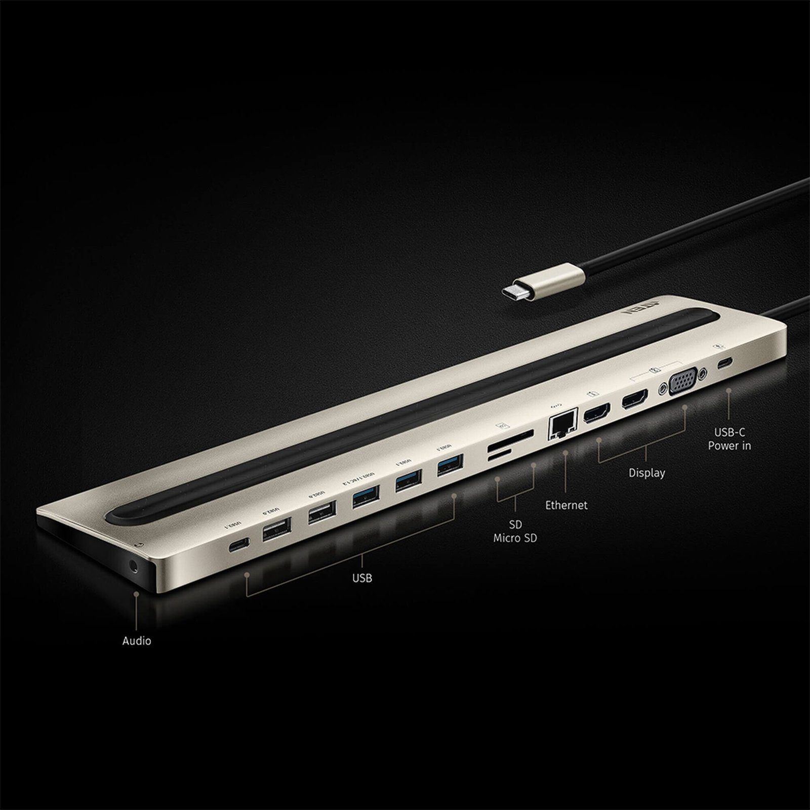 Docking station USB-C multipuerto con power pass-through UH3237 - ATEN