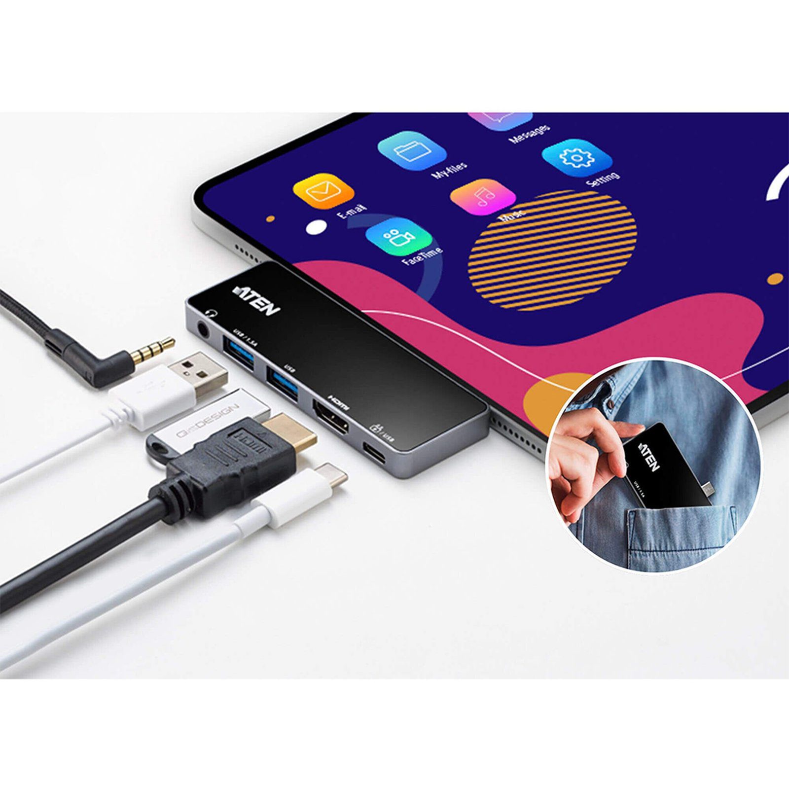 USB-C Travel Dock con Power Pass-Through UH3238 - ATEN