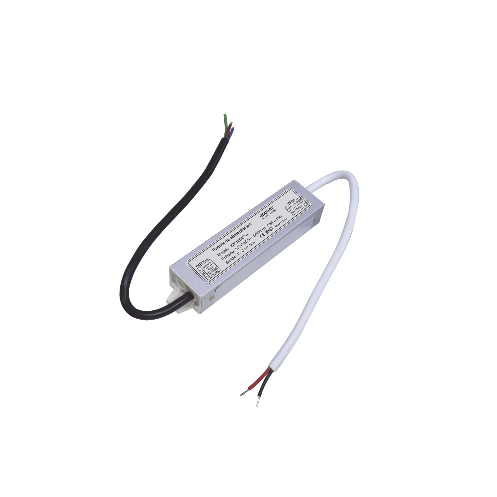 FUENTE DE ALIMENTACION PARA INTEMPERIE WATERPROOF 12 V @ 3 A WP12DC3A - EPCOM POWERLINE