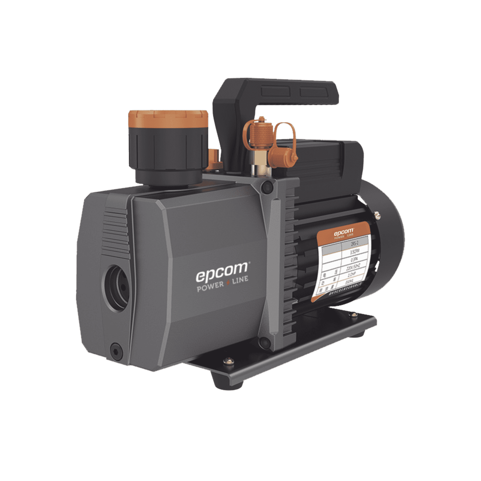 Bomba de vacío/ para aire acondicionado / 2 estados /  Motor de 1/2 HP / Voltaje dual 110-220 Vca / Acople de ingreso de 1/4″ x 3/8″ con válvula de retención integrada 2RS-2-R32 - EPCOM POWERLINE