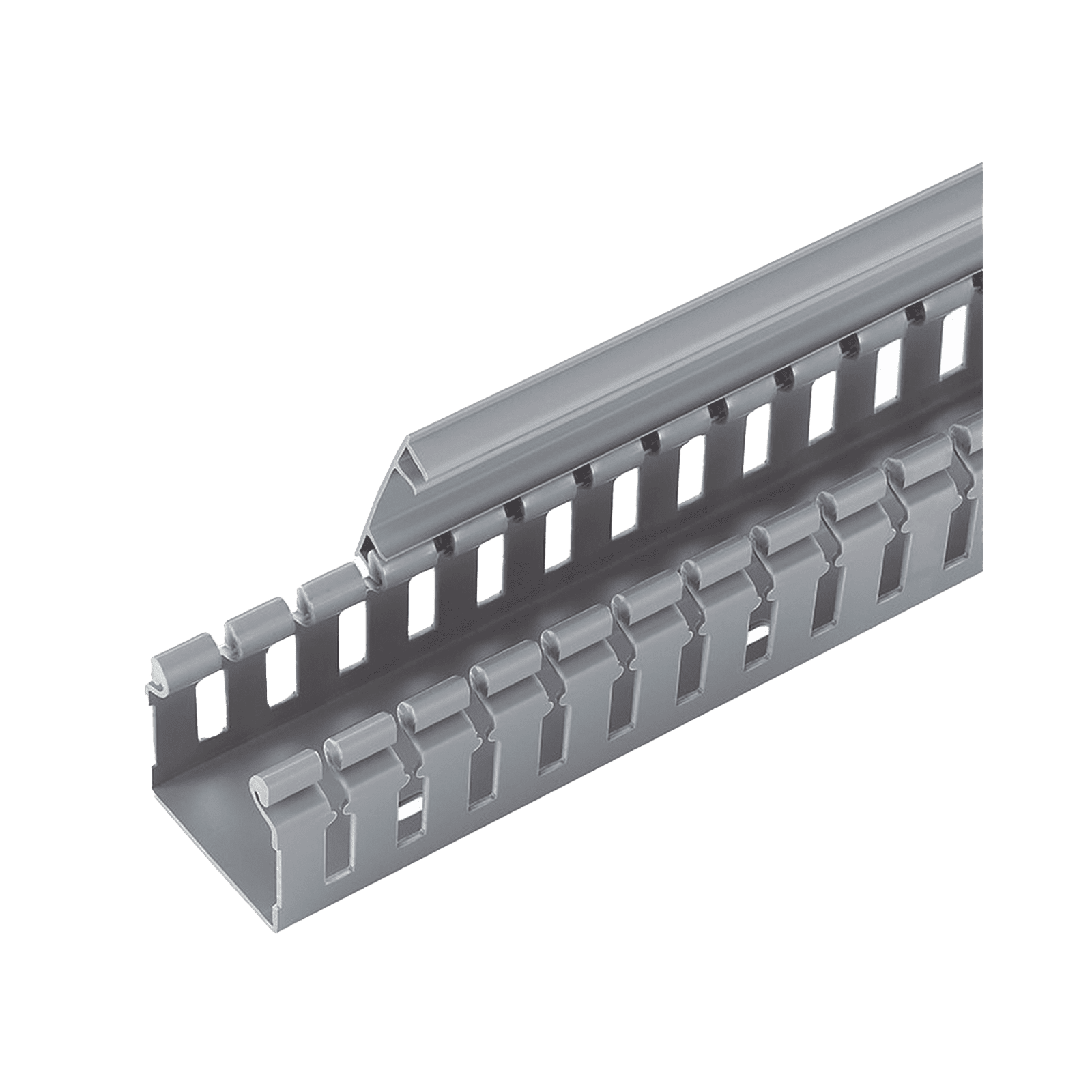 Canaleta Ranurada de PVC sin Tapa, Tipo H (Tapa Abisagrada), 55.1 mm de Ancho, 50.3 mm de Alto y 1828.8 mm de Largo, Color Gris H2X2LG6 - PANDUIT