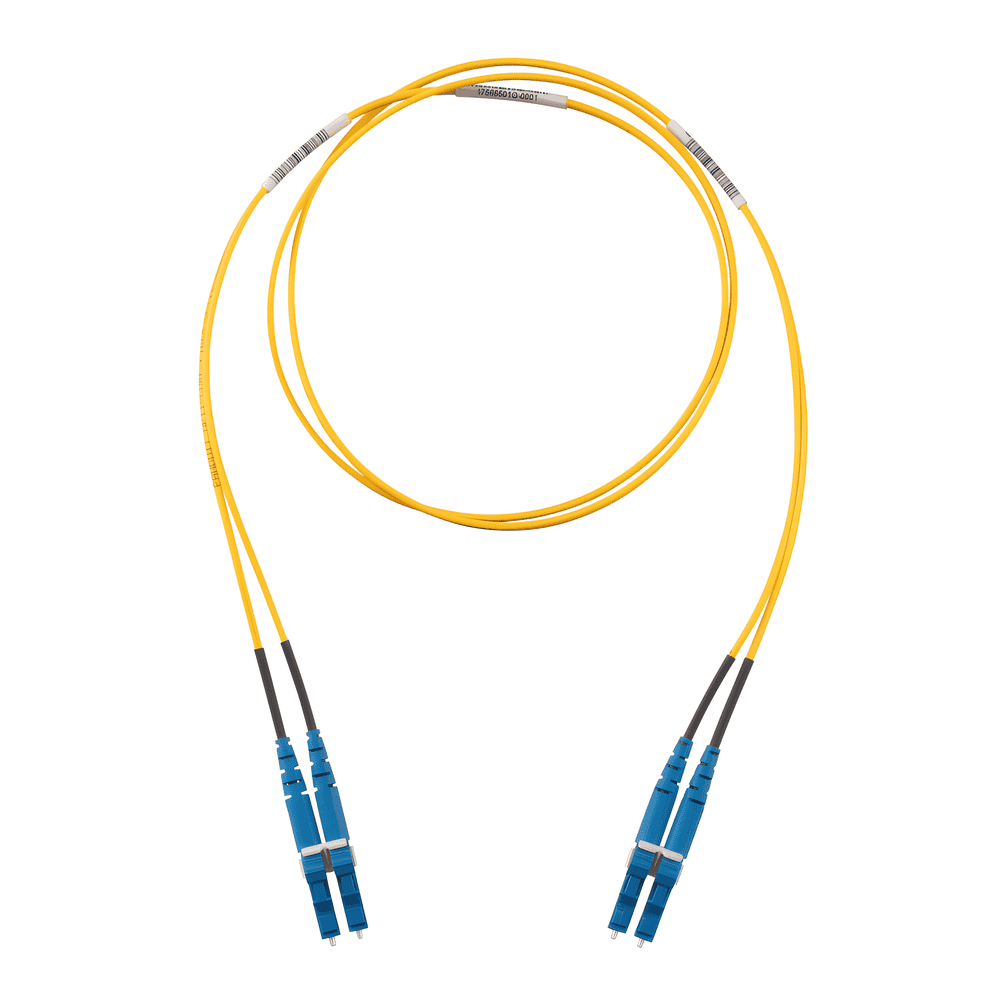 Jumper de Fibra Optica Monomodo 9/125 OS2, LC-LC Duplex, OFNR (Riser), Color Amarillo, 25 Metros F92ERLNLNSNM025