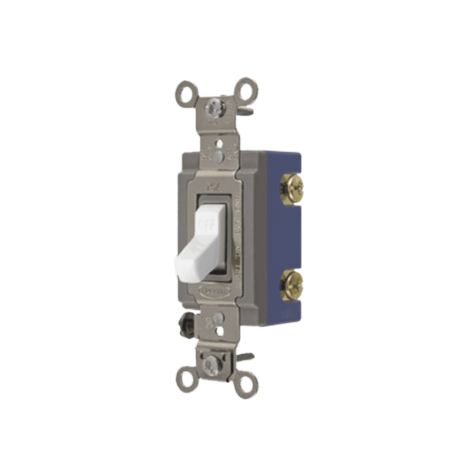Interruptor de Palanca 15 A 120-277 V CA/ Unipolar / Grado Industrial/ Uso Extra Pesado / Cableado Lateral y Posterior / Color Blanco. HUB-HBL-1201-W - HUBBELL