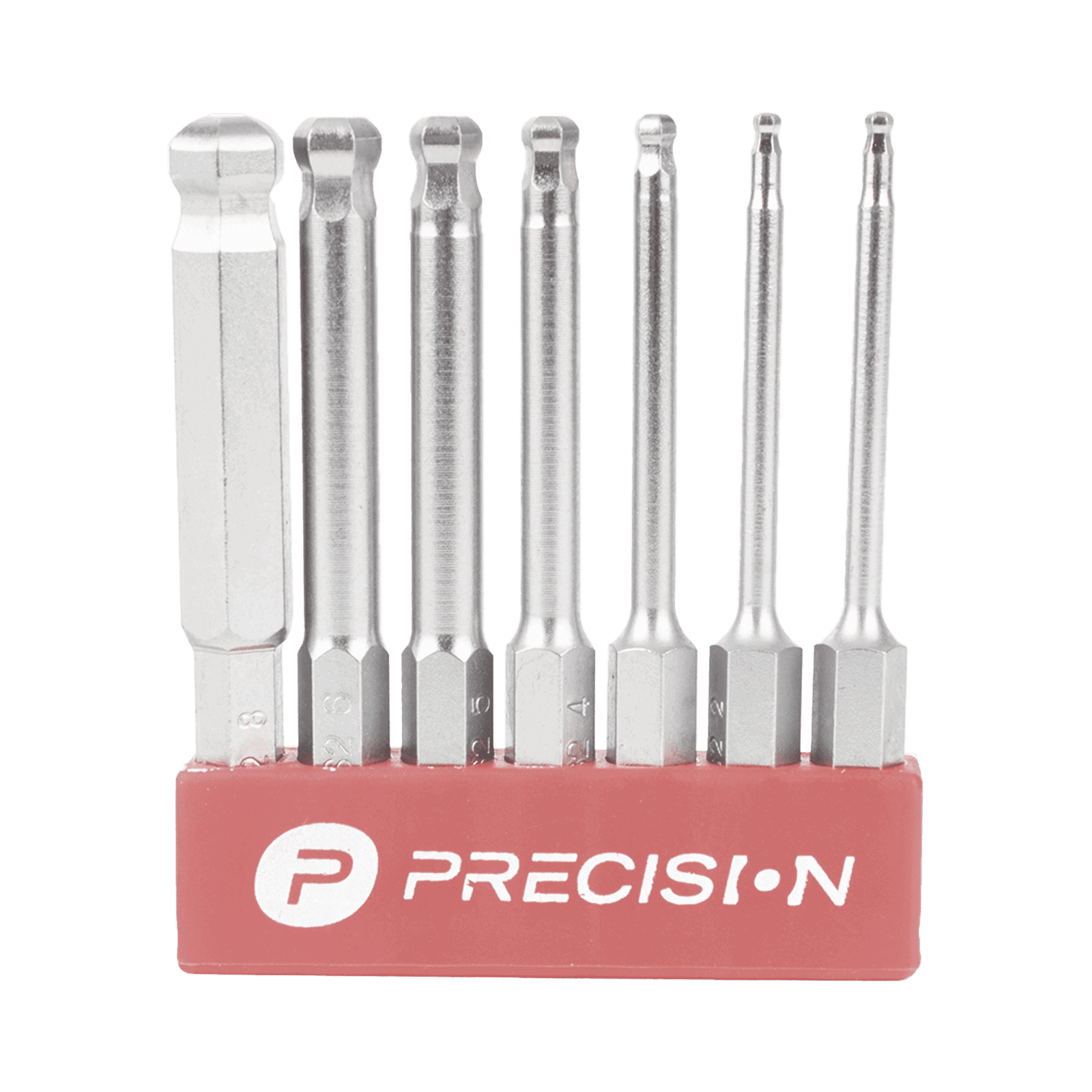 Juego de 7 Puntas Hexagonales / Allen, Milimétricas con Cabeza Redonda  para Destornillador de entrada Hexagonal de 1/4″ PST-C01-004 - PRECISION