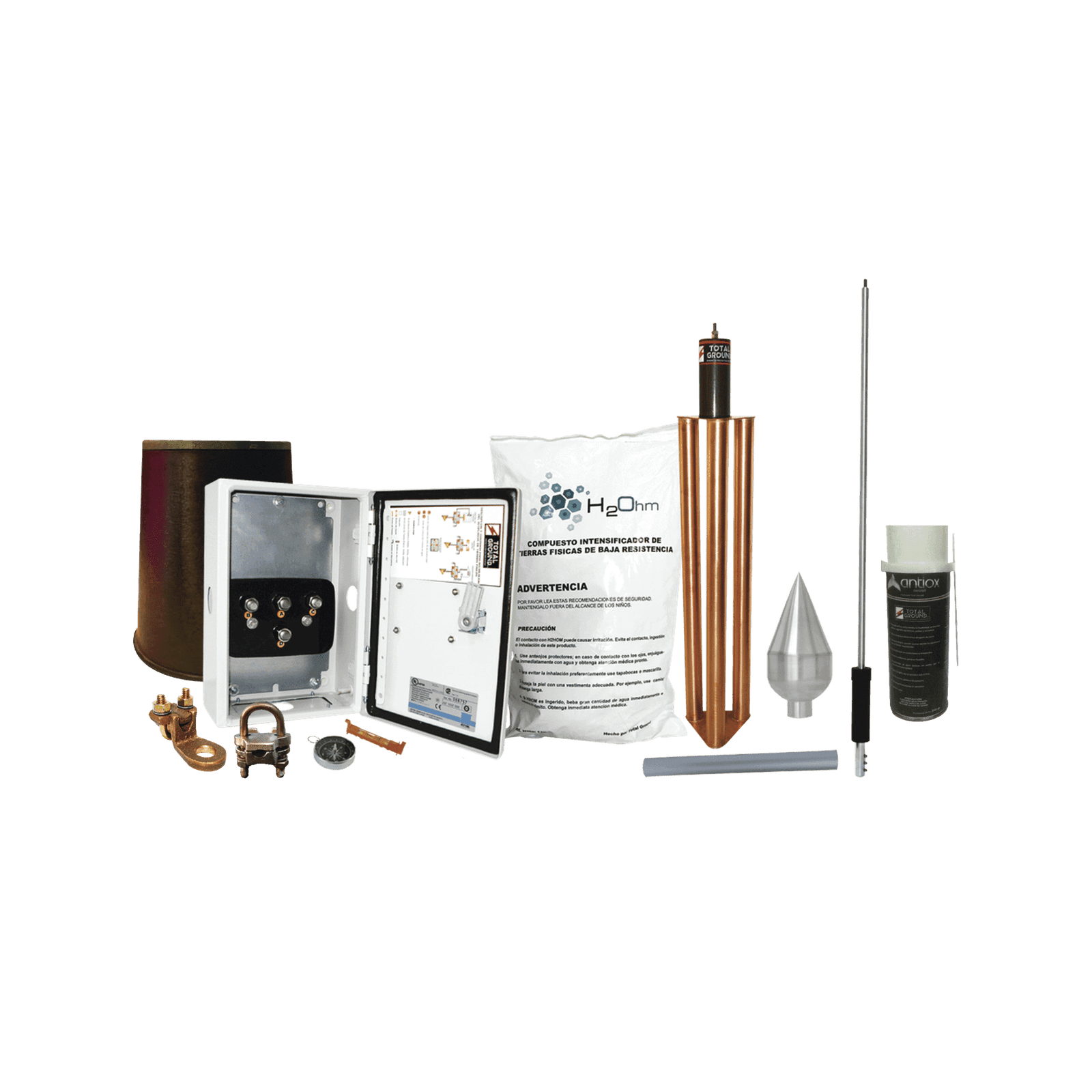 Kit Pararrayo con Punta en Acero Inoxidable con Accesorios de Instalación en Torre para Protección de 160 m de Diámetro. KIT-MASTER-01T - TOTAL GROUND