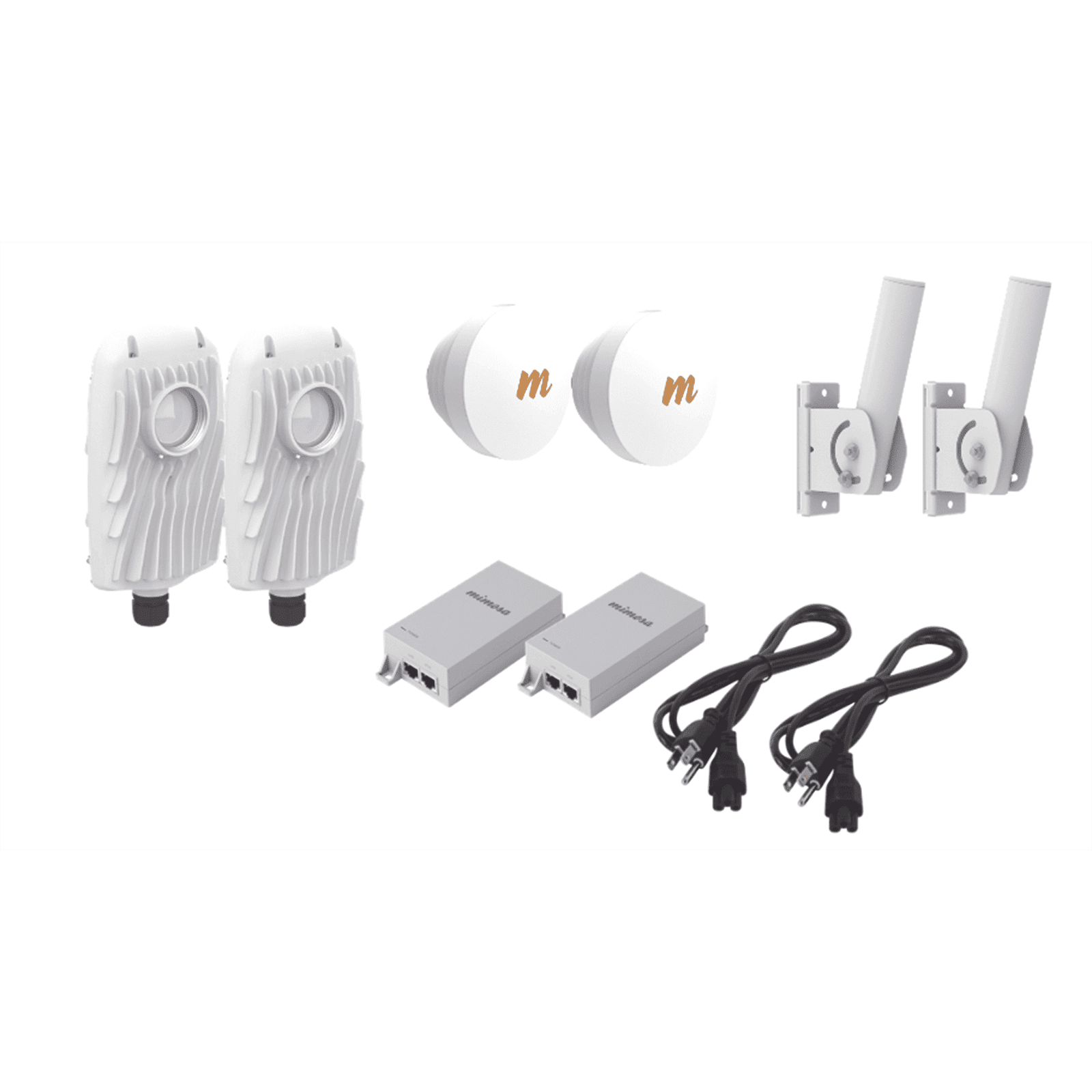 Kit de 2 radios B5X con 2 antenas de (16 dBi), rango de frecuencia extendida (4.9 a 6.4 GHz),  incluye inyector POE, cable de alimentación y 2 FLEXIMOUNT-XL para alineación, distancia de hasta 4 km B5X-PTP-KIT2 - MIMOSA NETWORKS