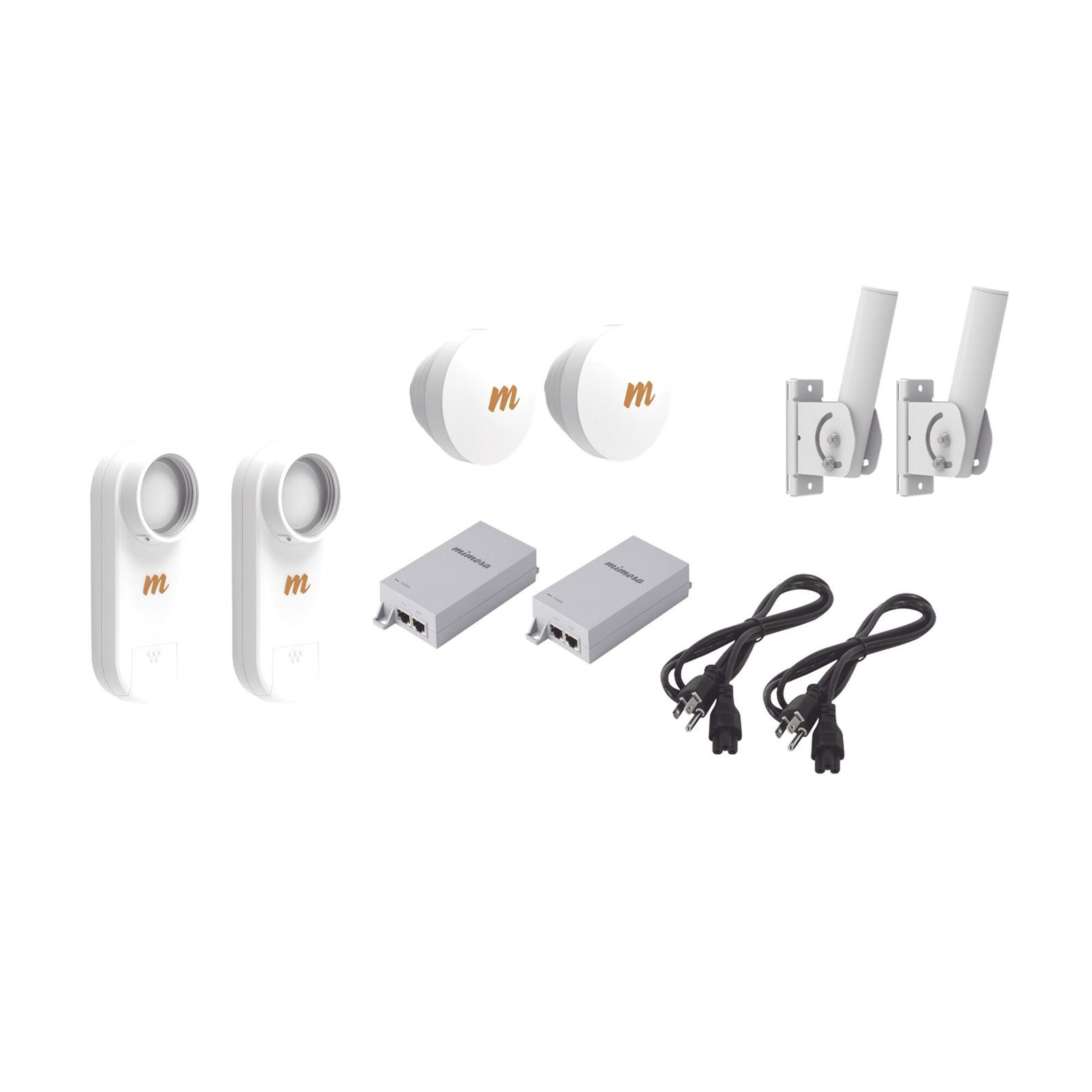 Kit de 2 radios C5X con 2 antenas de (16 dBi),  rango de frecuencia extendida (4.9 a 6.4 GHz),  incluye inyector POE, cable de alimentación y 2 FLEXIMOUNT-XL para alineación, distancia de hasta 6 km C5X-PTP-KIT2 - MIMOSA NETWORKS