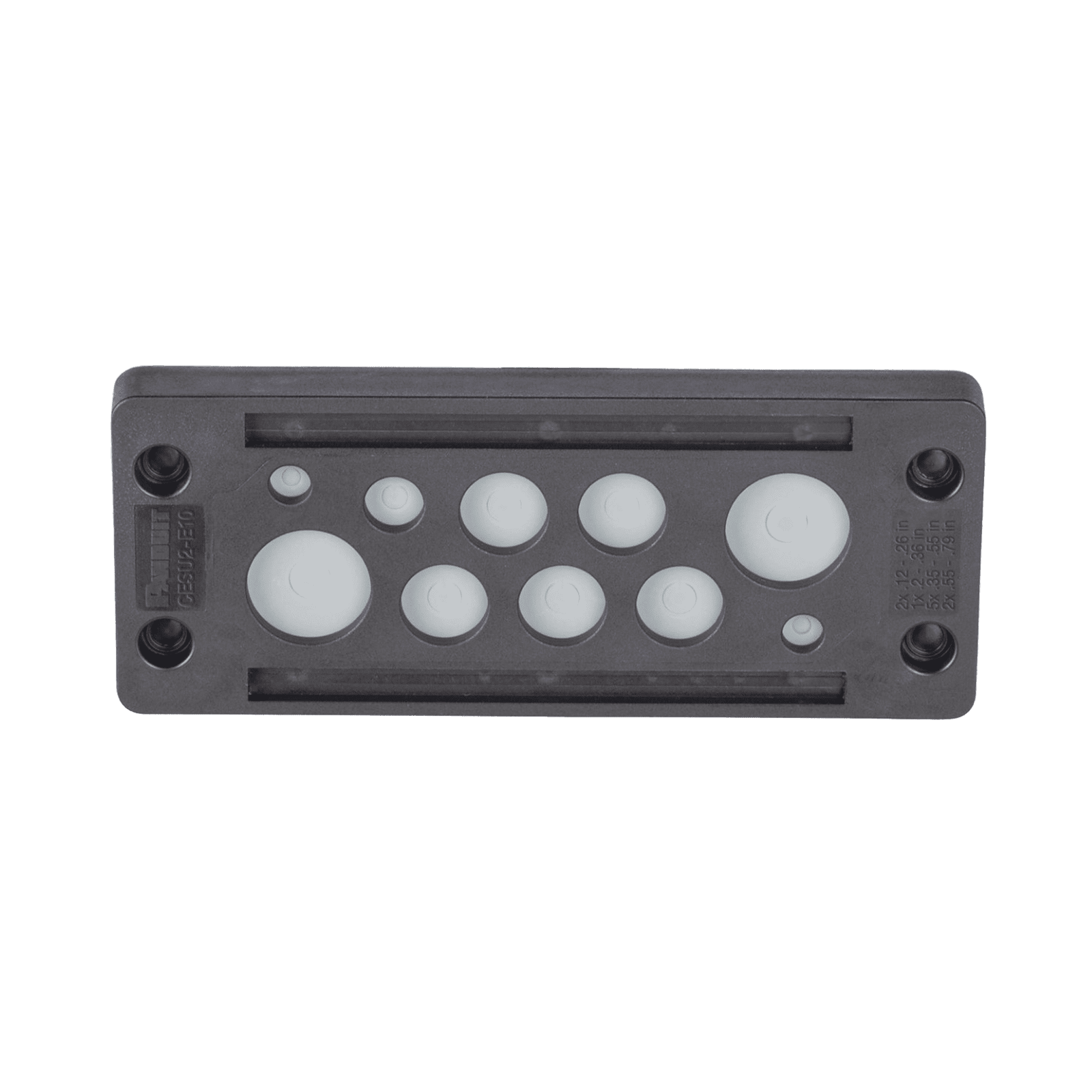 Pasacable de 10 Orificios de Marco Rectangular, IP65, 4.41″ X 1.42″, para Cables no Terminados, Color Negro. CESU2-E10 - PANDUIT