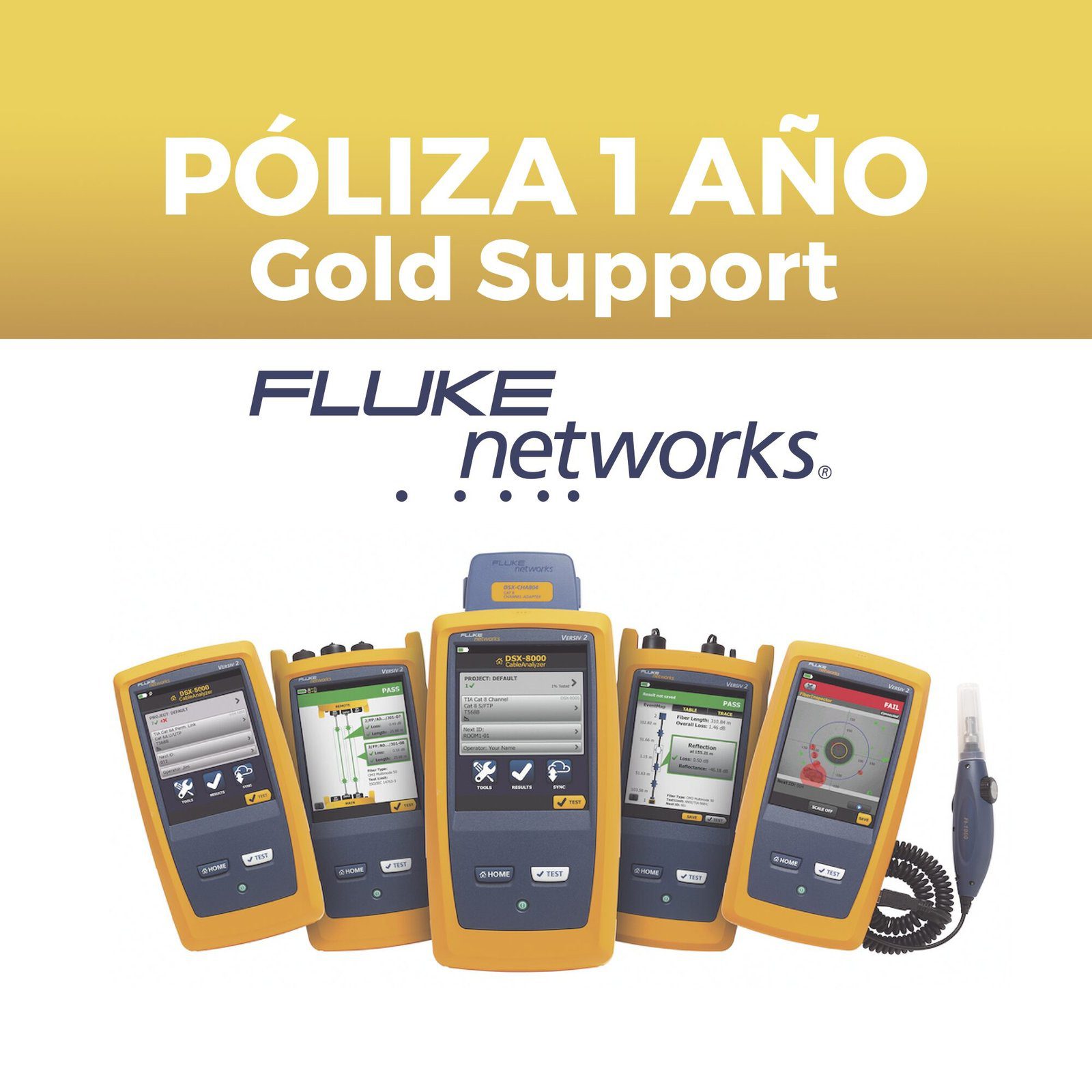Poliza de 1 año de Soporte Gold Para Certificador DSX2-8000INT GLD-DSX-8000 - FLUKE NETWORKS