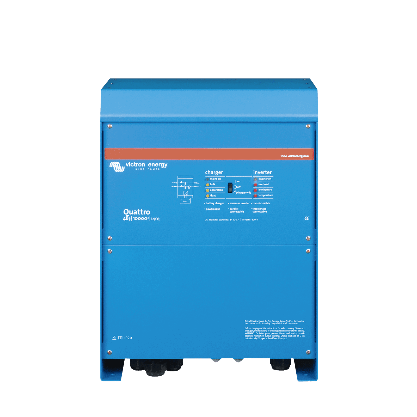 Quattro 48/10000/140-100/100 / Inversor Cargador de Onda Pura / Entrada 48 Vcc / Salida 8000 W 120 Vca  60 Hz QT48/10000SP - VICTRON ENERGY