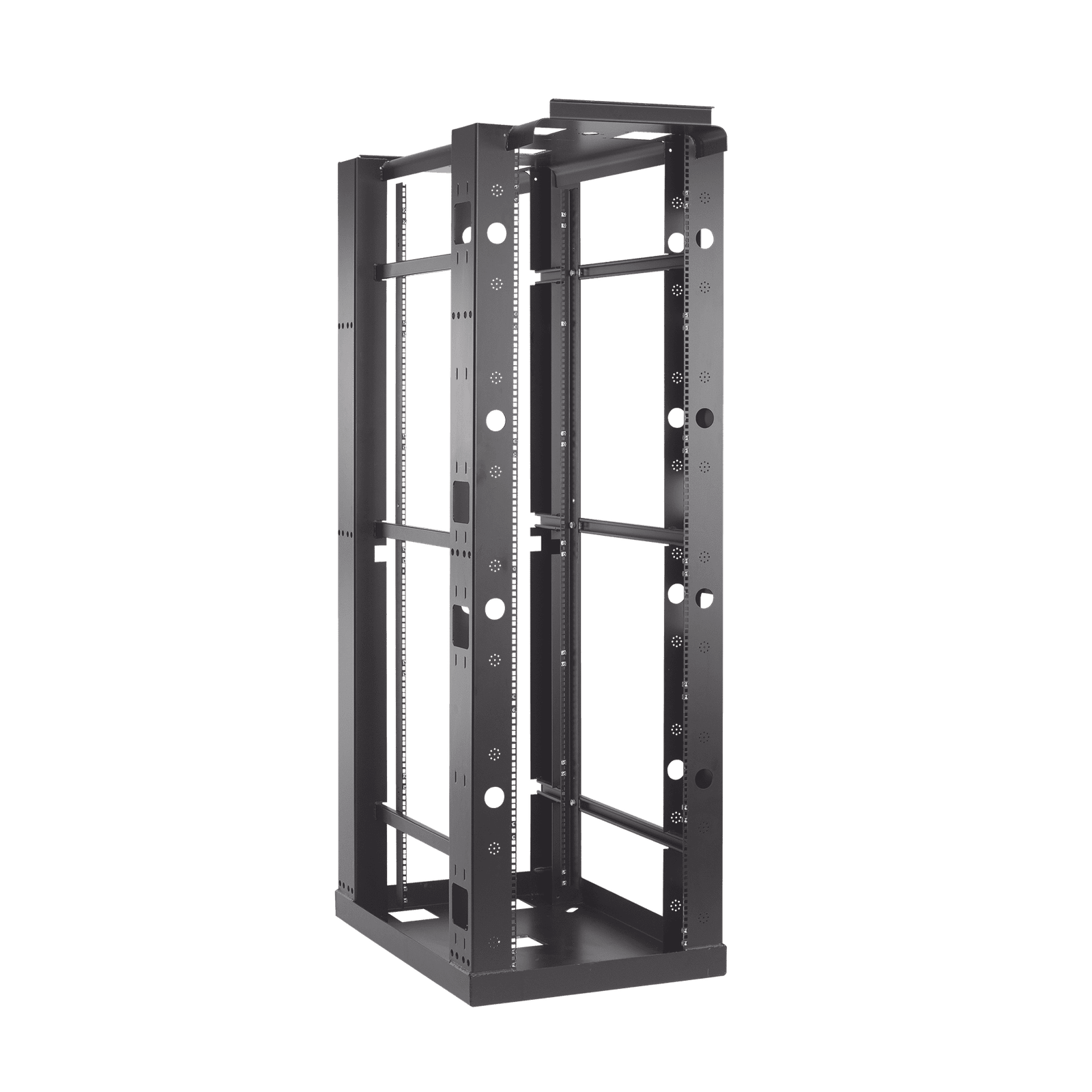 Rack de 4 Postes Sísmico, Estándar de 19 in, Rieles Con Orificio Para Tuerca Enjaulada, Fabricado en Acero, 45 Unidades de Rack, Color Negro E4SDR19FM45U - HOFFMAN