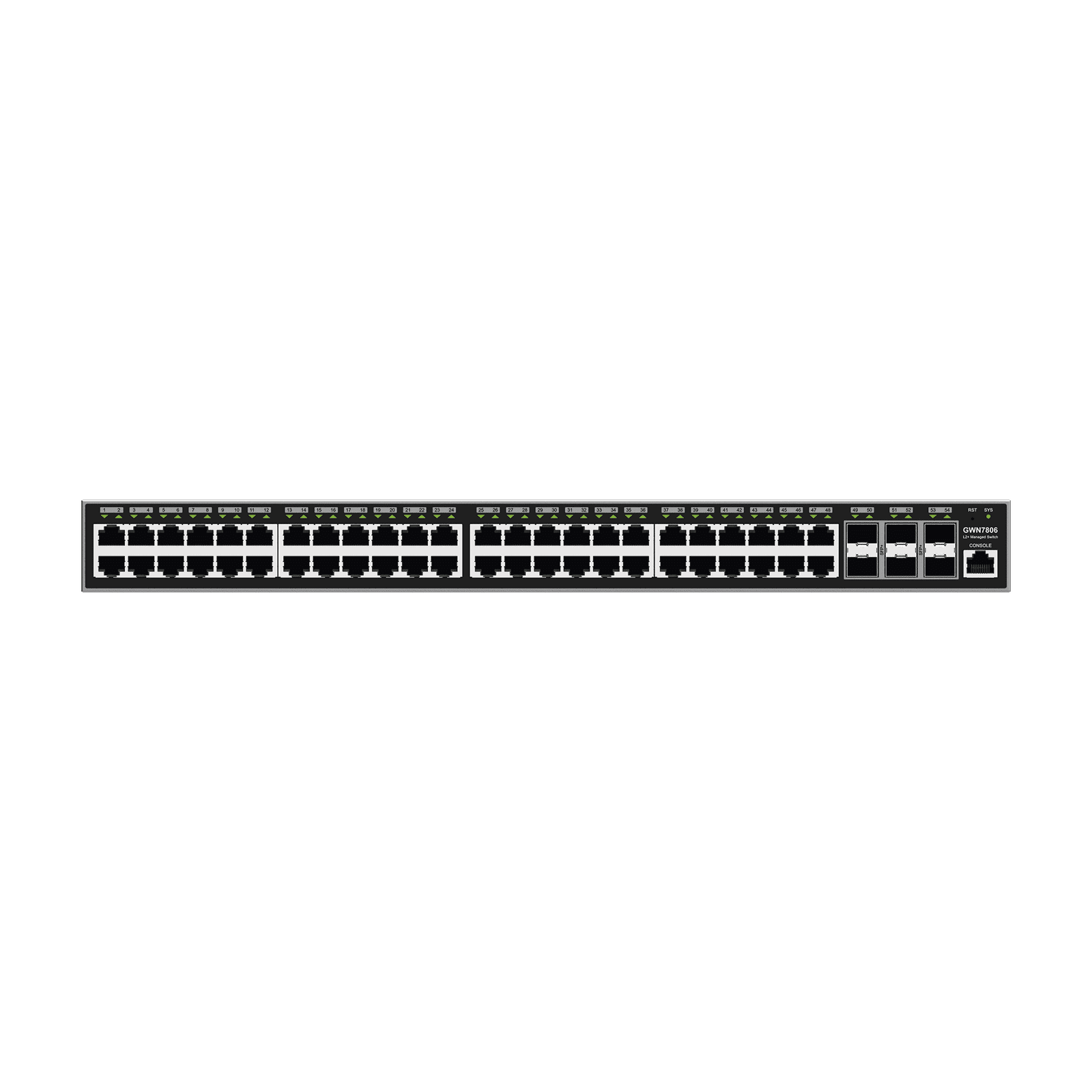 Switch Gigabit  Administrable / 48 puertos 10/100/1000 Mbps + 6 Puertos SFP+ / Compatible con GWN Cloud. GWN7806 - Grandstream