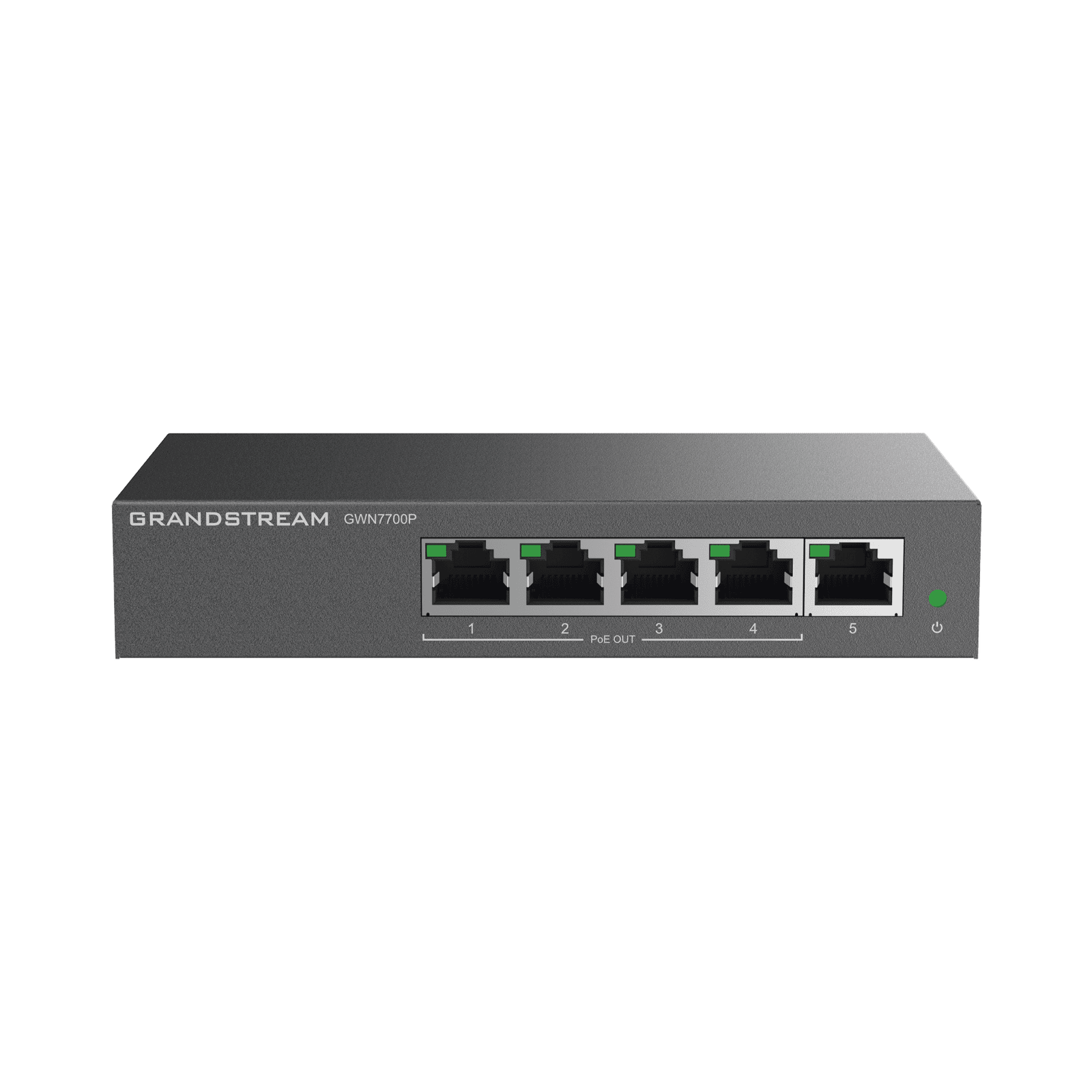 Switch PoE+ Gigabit No Administrable / 5 puertos 10/100/1000 Mbps / 4 puertos PoE+ / hasta 60W GWN7700P - Grandstream