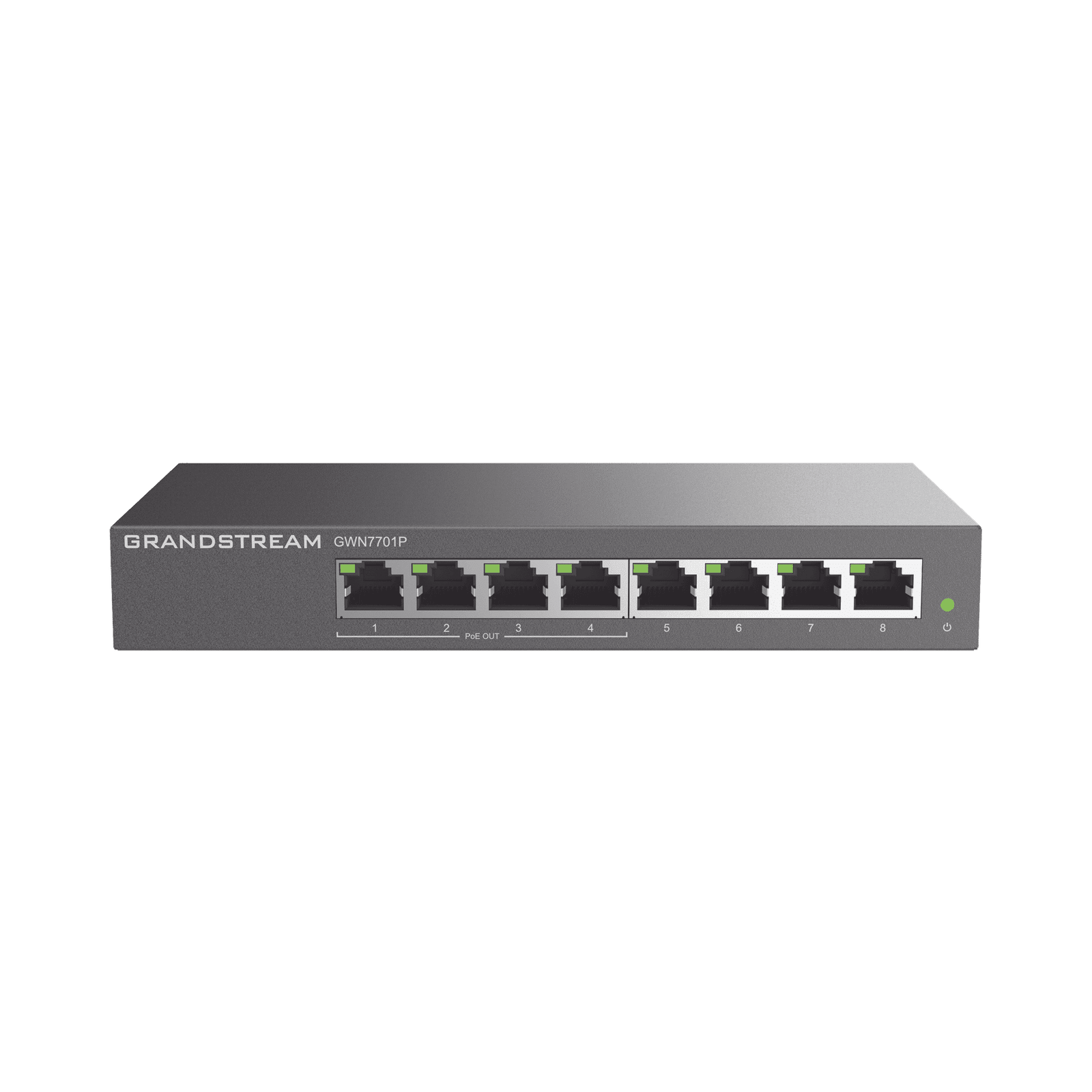 Switch PoE+ Gigabit No Administrable / 8 puertos 10/100/1000 Mbps / 4 puertos PoE+ /  hasta 60W GWN7701P - Grandstream