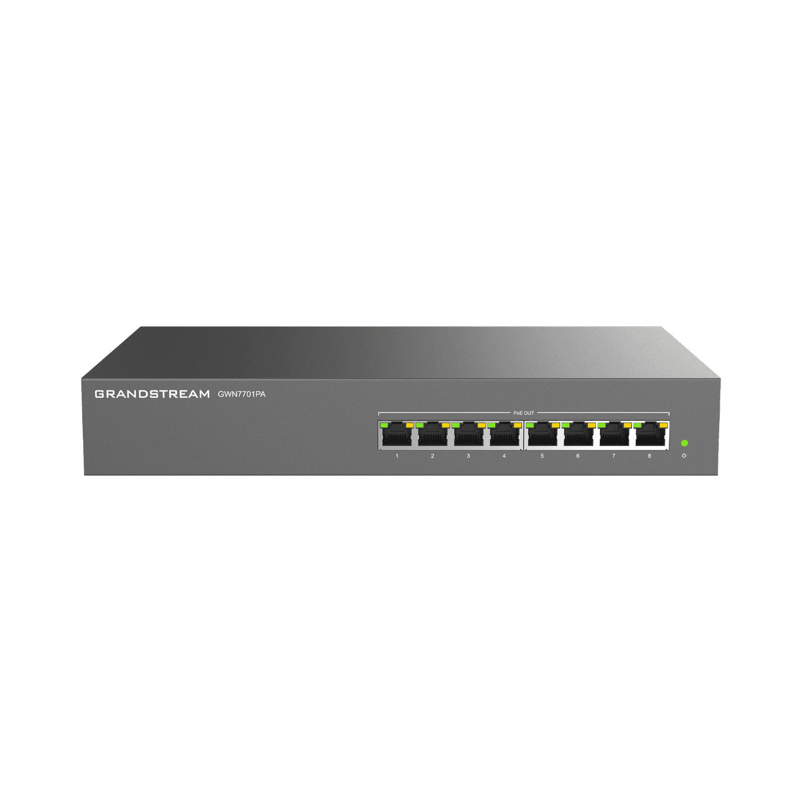 Switch PoE+ Gigabit No Administrable / 8 puertos 10/100/1000 Mbps / 8 puertos PoE+ /  hasta 145W GWN7701PA - Grandstream