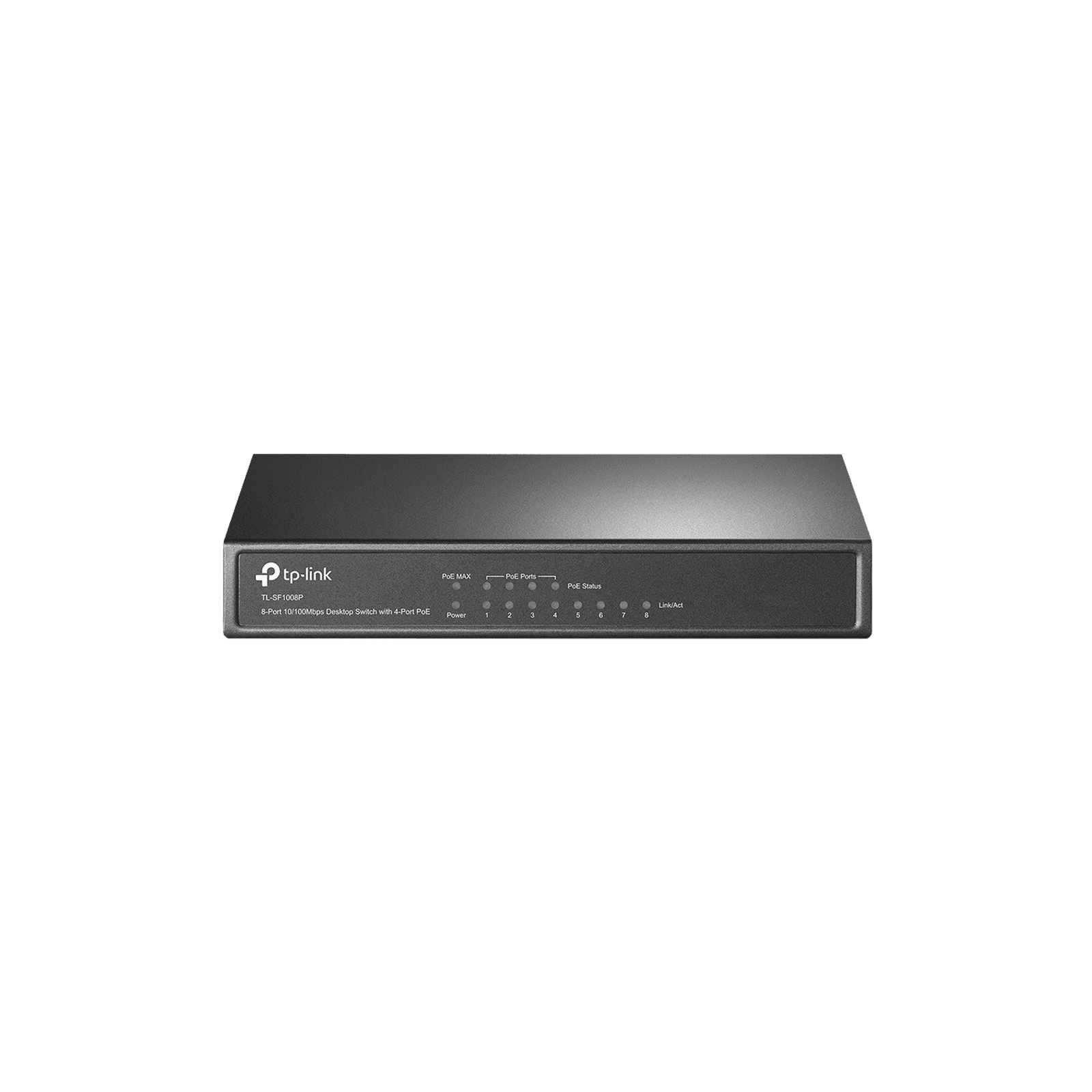 Switch PoE+ No Administrable / De Escritorio 8 puertos 10/100 Mbps / 4 puertos PoE af/at Inteligente / Presupuesto 66 W / Hasta 250 metros TL-SF1008P - TP-LINK