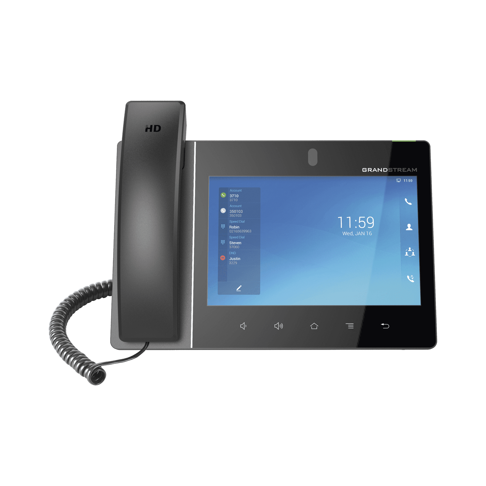 Teléfono IP Android 11, 16 líneas SIP con 16 cuentas, pantalla táctil  8″, puertos Gigabit, Wi-Fi, Bluetooth, PoE, codec Opus, IPV4/IPV6 con gestión en la nube GDMS GXV3480 - Grandstream