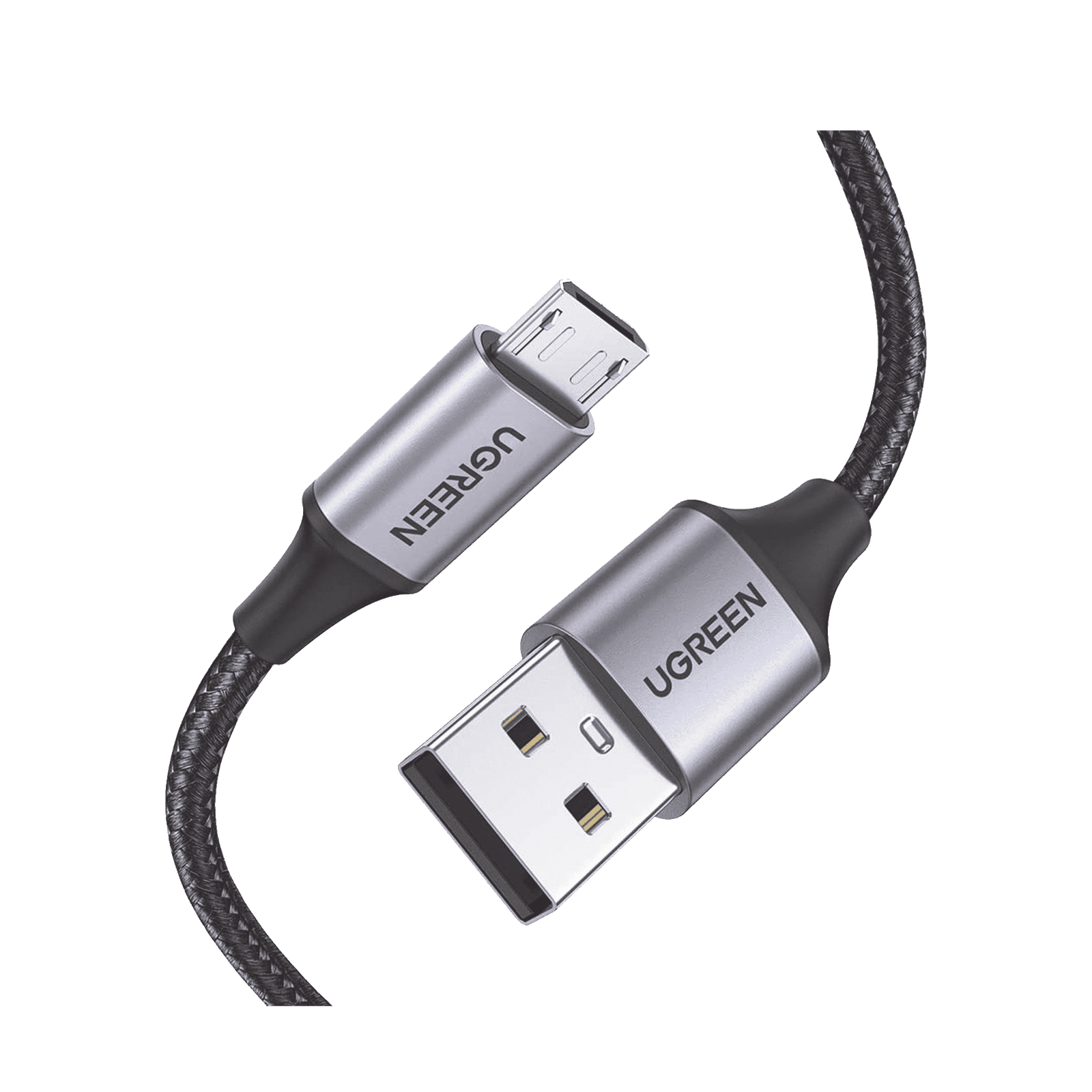 Cable USB-A a Micro USB | 1 Metro | Carga Rápida | QC 3.0/2.0 | FPC | AFC | Transferencia de datos de 480 Mbps | Recarga hasta 18W | Protección Integrada | Caja de Aluminio | Nylon Trenzado | Color Negro. 60146 - UGREEN