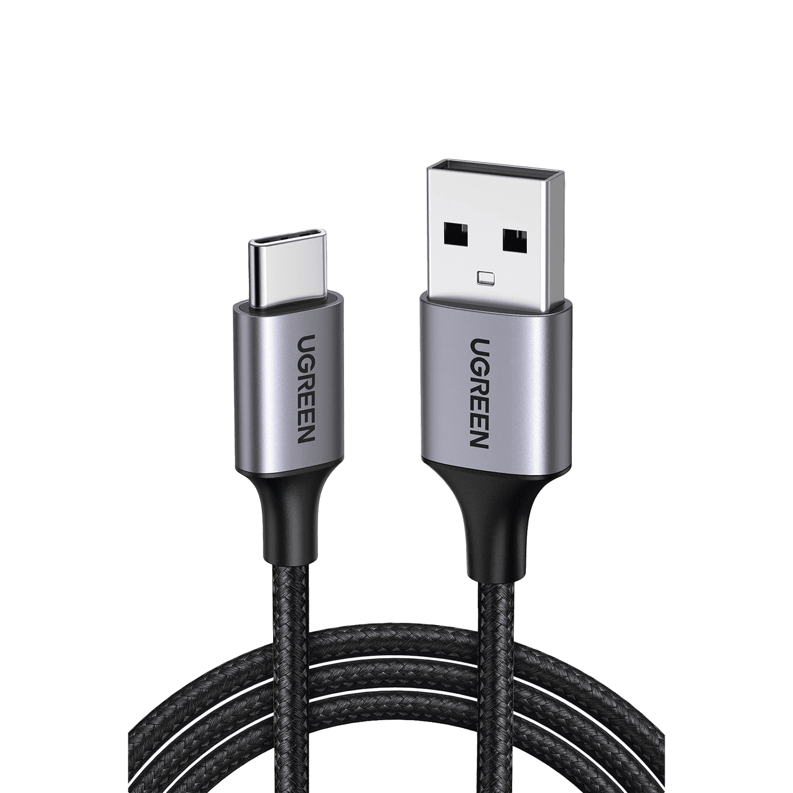 Cable USB-A a USB-C | 1 Metro | Transferencia de datos de 480 Mbps | Carga Rápida | QC 4.0/3.0/2.0 | FPC | AFC | Protección Integrada | Caja de Aluminio | Nylon Trenzado | Color Negro. 60126 - UGREEN