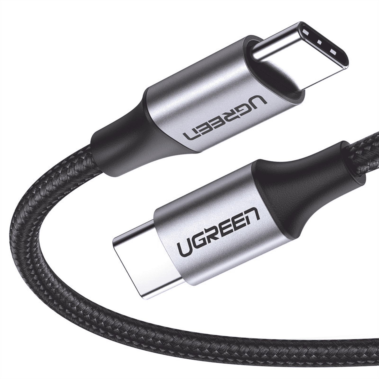 Cable USB-C a USB-C | 1 Metro | Transferencia de datos de 480 Mbps | Carga Rápida de hasta 60W | QC 4.0/3.0/2.0 | PD3.0 | FPC | AFC | Protección Integrada | Caja de Aluminio | Nylon Trenzado | Color Negro. 50150 - UGREEN