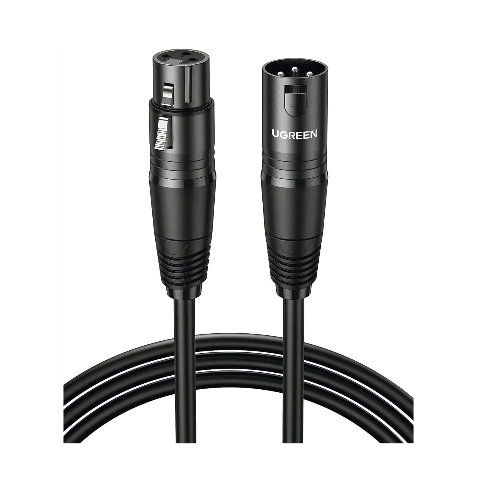 Cable para Micrófono XLR Tipo Canon Macho a Hembra | 15 Metros | Plug & Play | Anti interferencias | Triple Blindaje | Alta Calidad | Color Negro. 20716 - UGREEN