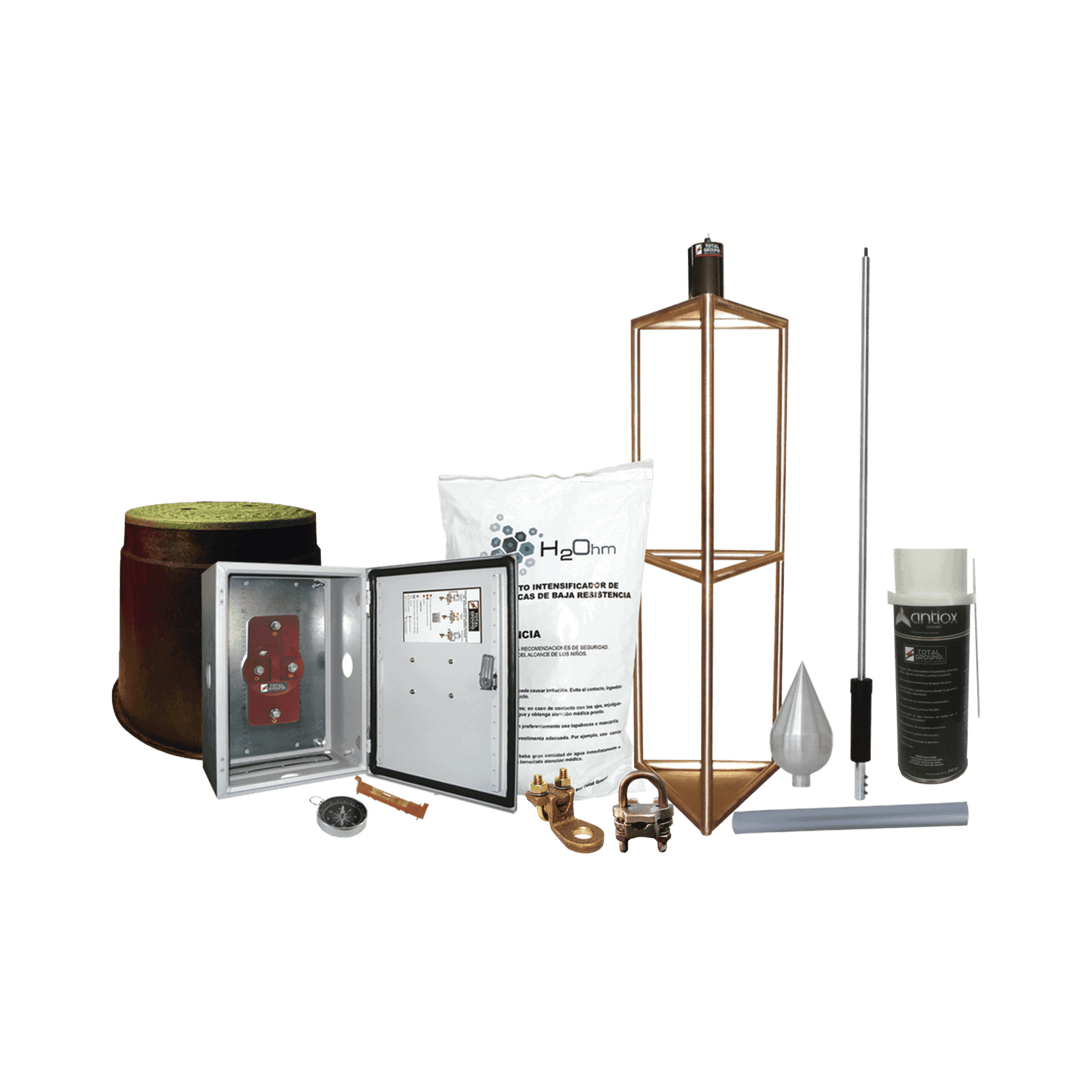 Kit Pararrayo con Accesorios de Instalación en Torre para Protección de 300 m de Diámetro.e KITMASTER05T - TOTAL GROUND