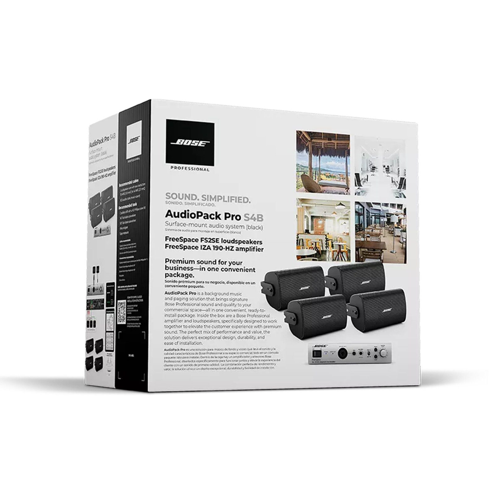 Kit de Audio Freespace | 4 Altavoces de Pared + Amplificador | Color Negro | Ideal para Audio Ambiental AUDIO-PACK-PRO-S4 - BOSE PROFESSIONAL