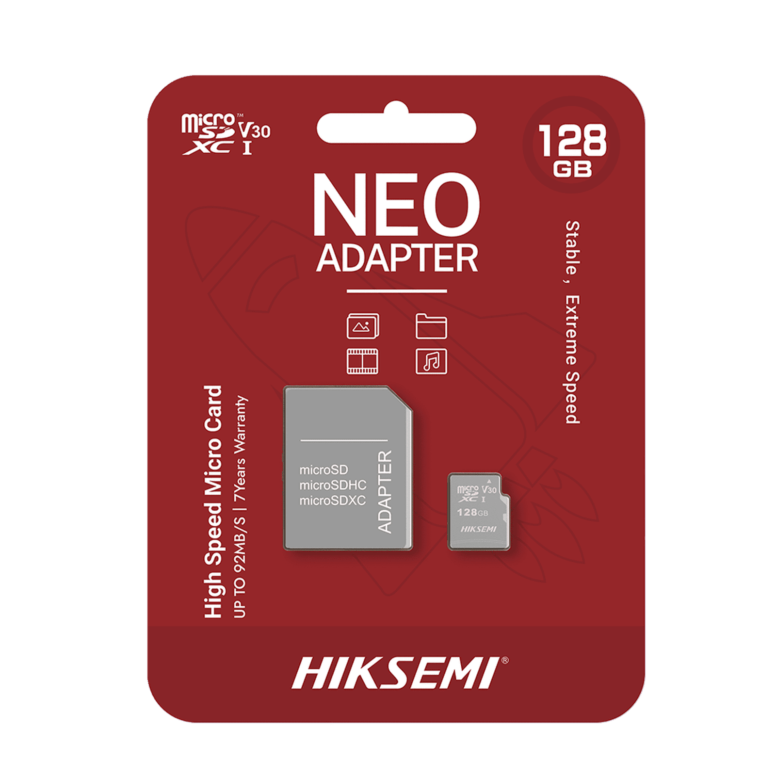 Memoria microSD con Adaptador Ideal para Celular o Tablet / 128 GB / Multipropósito / Clase 10 / 92 MB/s Lectura / 50 MB/s Escritura HS-TF-C1/128G/NEO/A - HIKSEMI by HIKVISION