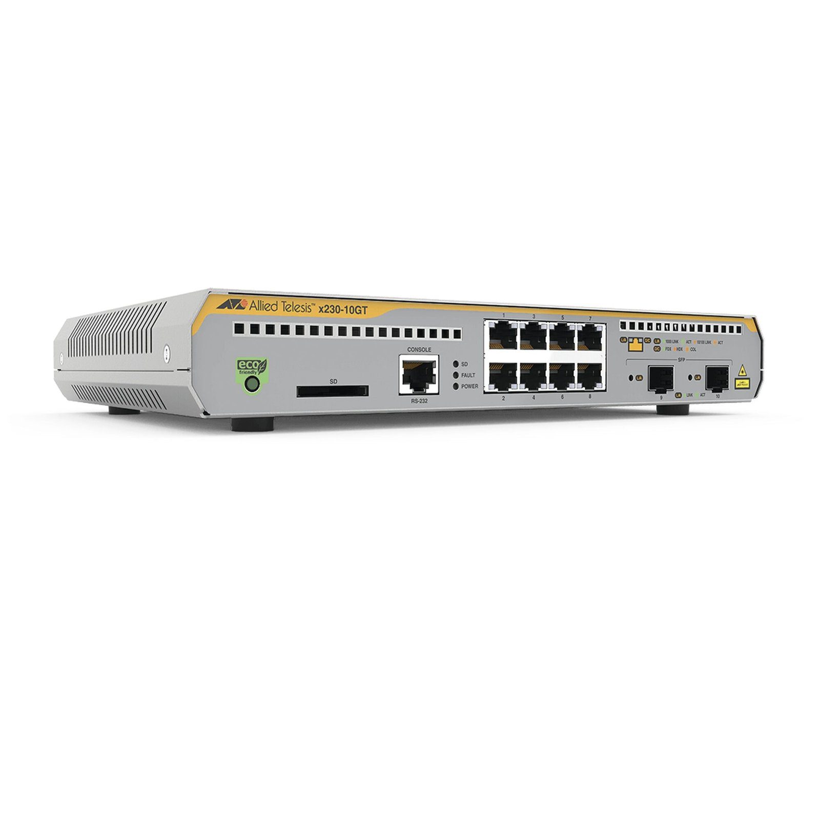 Switch Administrable Capa 3, 8 puertos 10/100/1000 Mbps + 2 puertos SFP Gigabit AT-X230-10GT-10 - ALLIED TELESIS