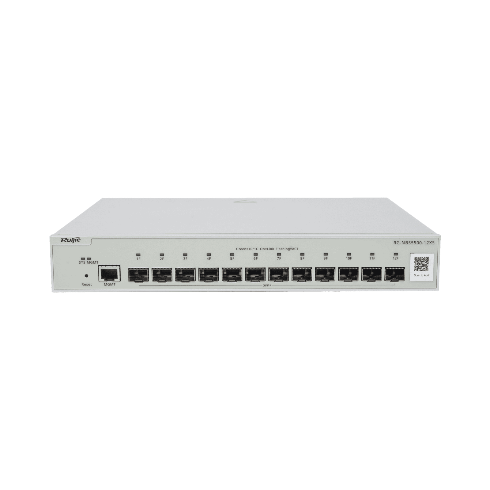Switch Administrable Full Aggregation Capa 3, 12 Puertos SFP+ 10G y un Puerto MGMT RG-NBS5500-12XS - RUIJIE