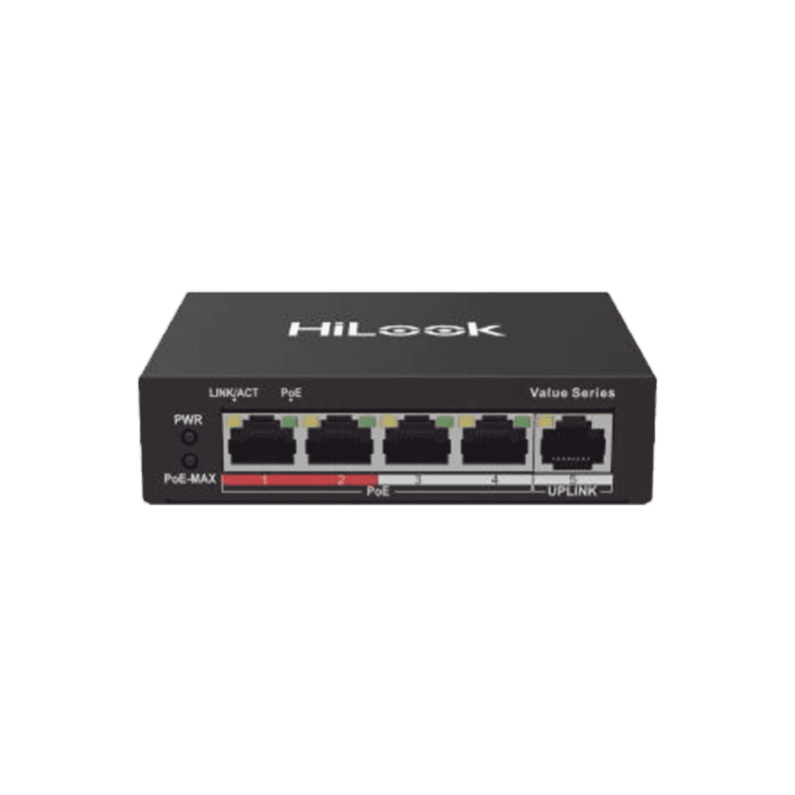 Switch PoE+ / 4 Puertos 10/100 Mbps PoE+ (af / at) / 1 Puerto 10/100 Mbps Uplink / Modo Extendido hasta 250 Metros / 35 Watts NS-0105P-35(B) - HiLook by HIKVISION