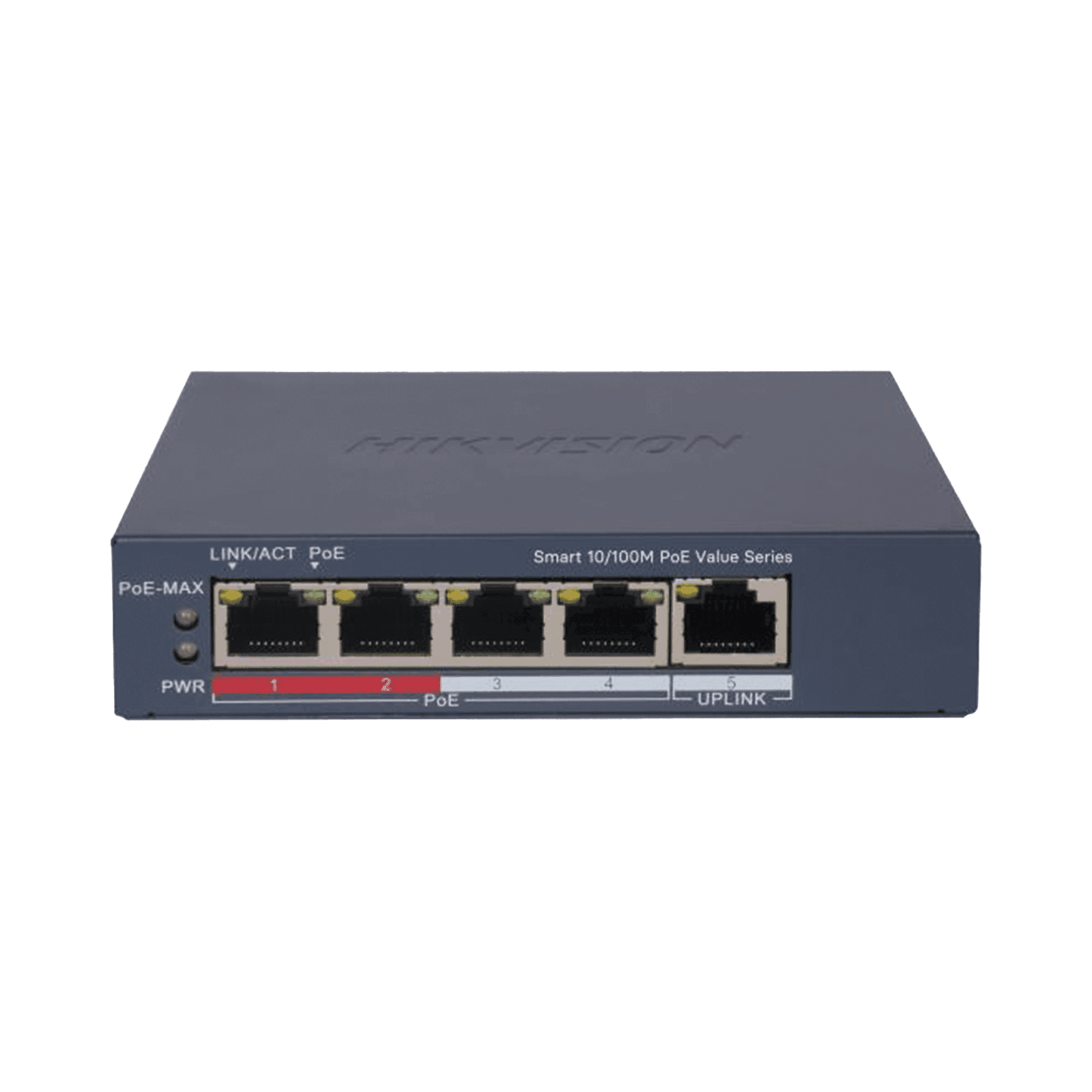 Switch PoE+ / Administrable / 4 Puertos 10/100 Mbps PoE+ / 1 Puerto 10/100 Mbps Uplink / Configuración Nube Hik-PartnerPro / Modo Extendido hasta 300 Metros /  45 W DS-3E1105P-EI/M - HIKVISION