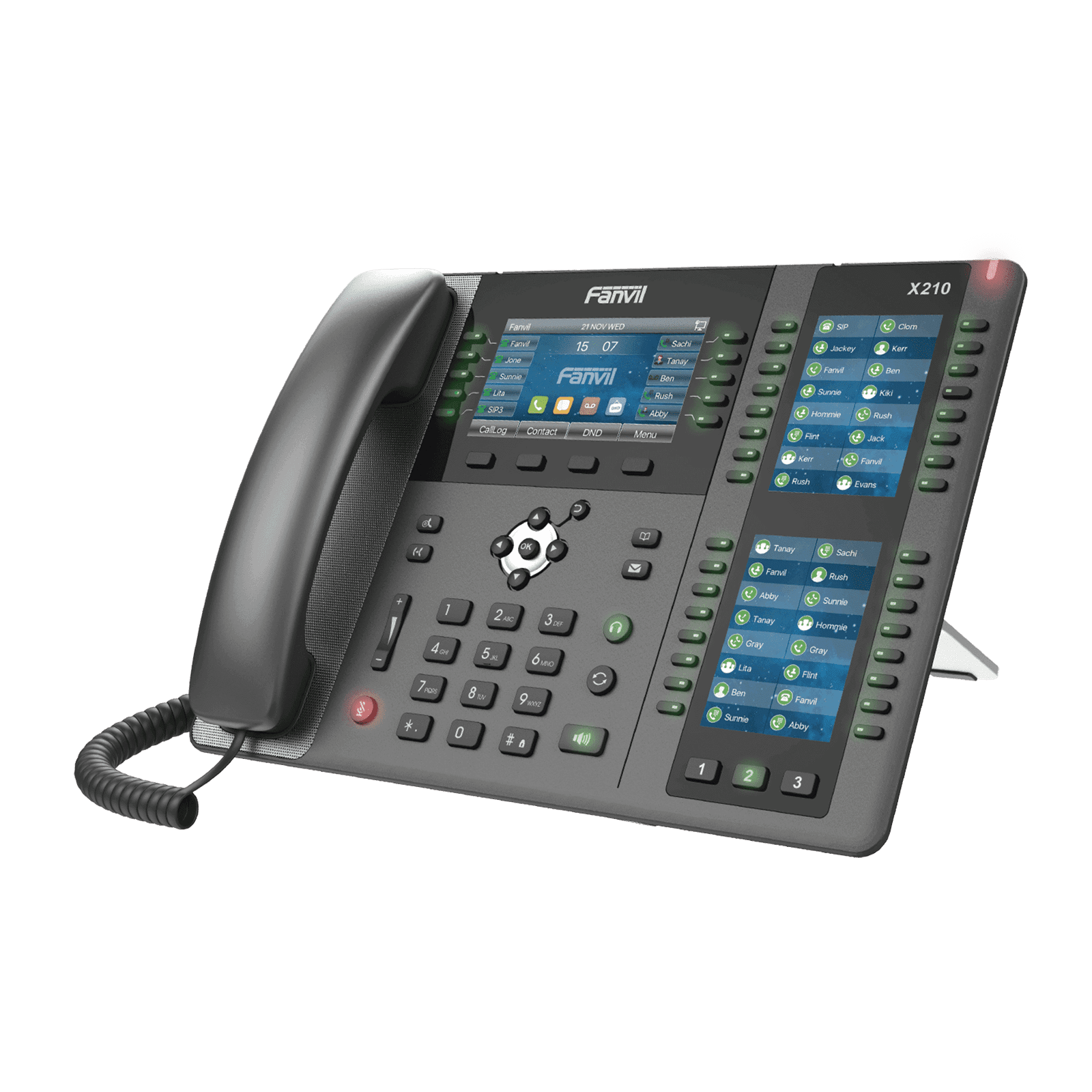 Teléfono IP ideal para recepción hasta 20 líneas SIP, PoE, 106 botones DSS, Bluetooth integrado para diademas, puertos Gigabit, soporta recepción video X-210 - FANVIL