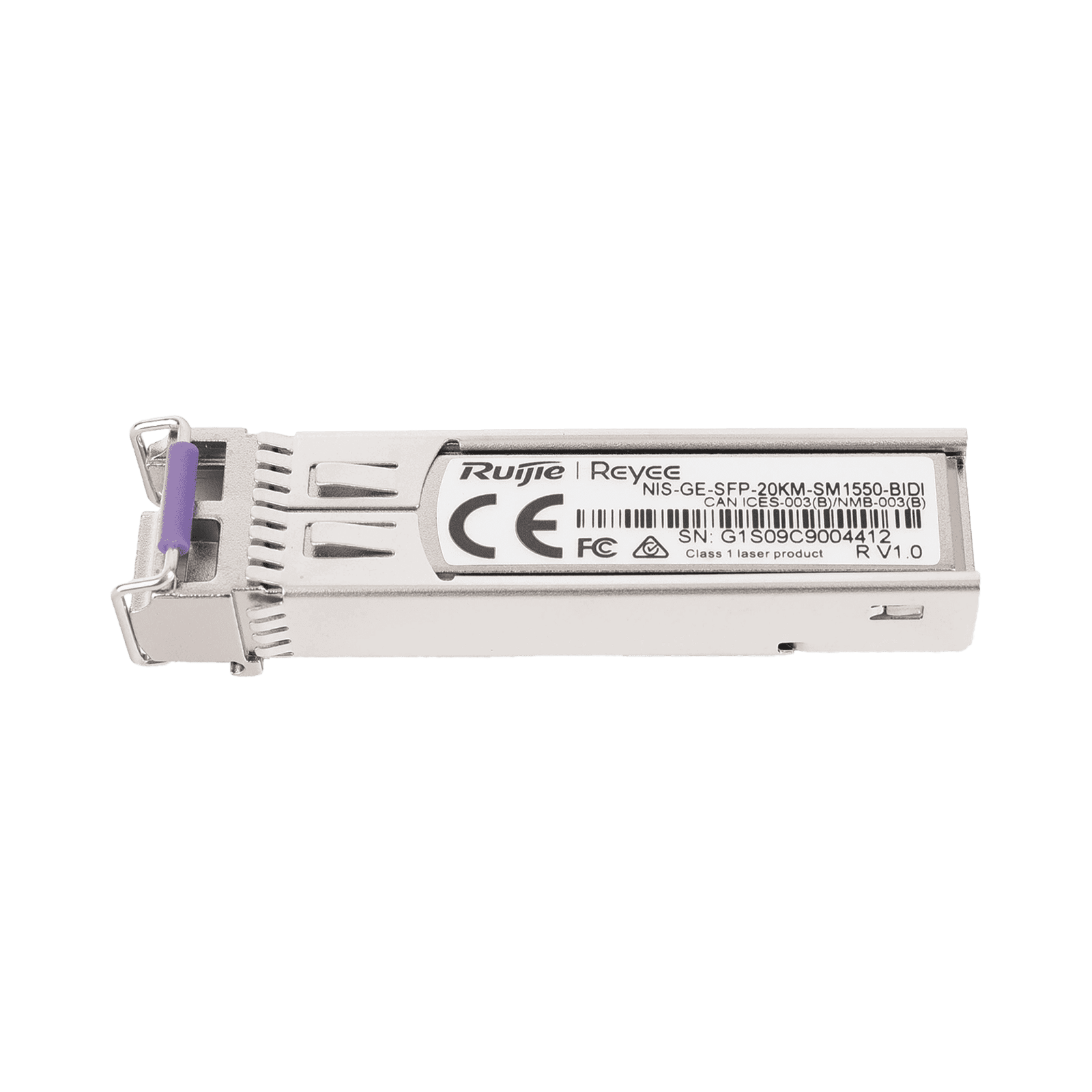 Transceptor Industrial BIDI Monomodo SFP 1G (Lado B), hasta 20 Kilómetros, TX 1550 / RX 1310, soporta Temperaturas de -40° a 85° C NIS-GE-SFP-20KM-SM1550-BIDI - RUIJIE