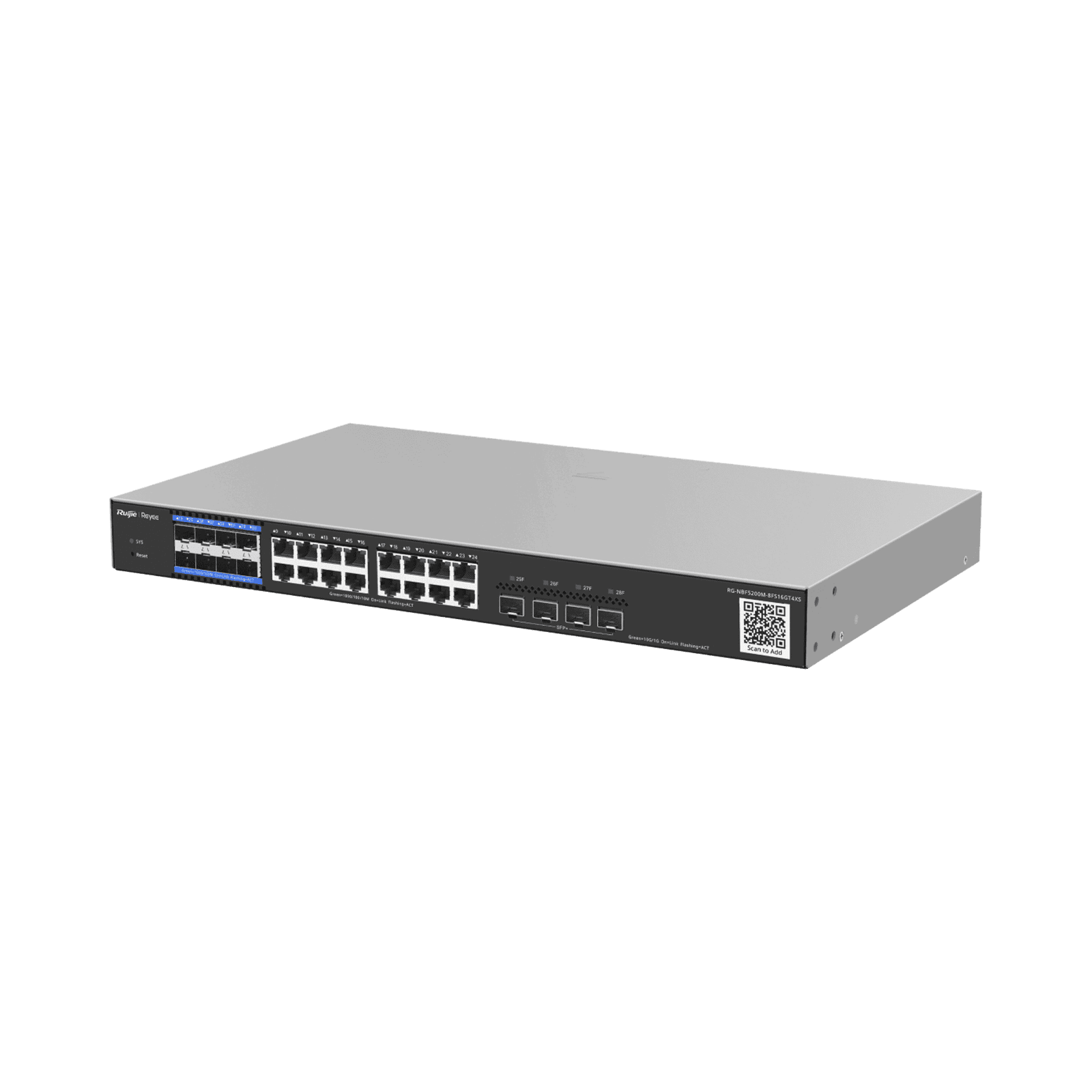 e-Lighten OLT / Switch Hibrido, Capa 3 con 8 Puertos PON 1G, 16  Puertos Ethernet 1G y 4 Puertos SFP+ 10G, perfecto para migrar a Soluciones de Fibra PON hasta 256 ONUs RG-NBF5200M-8FS16GT4XS - RUIJIE