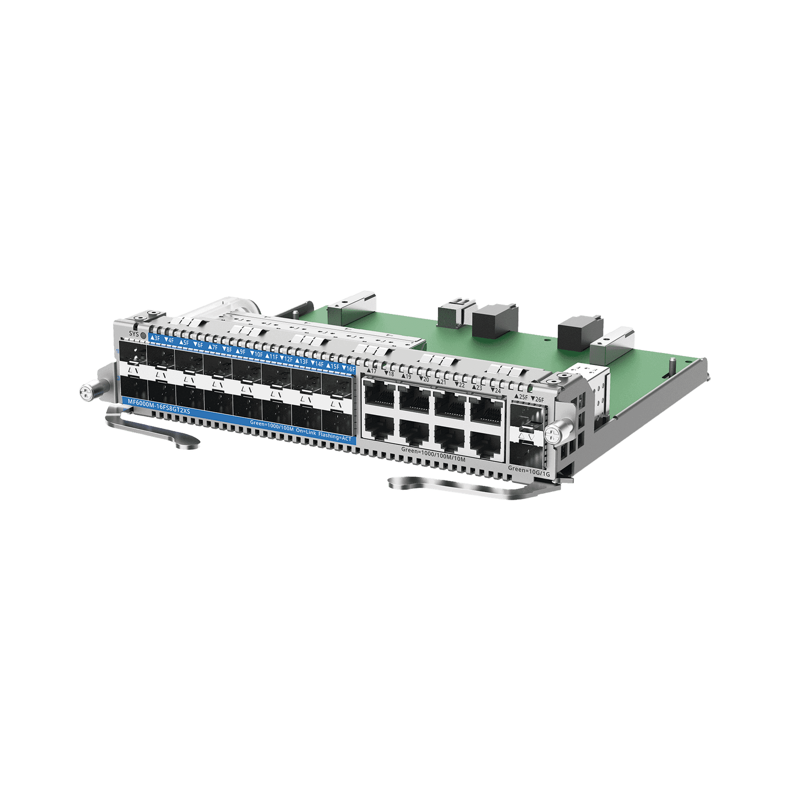 e-Lighten Tarjeta Modular para OLT modelo RG-NBF6002M, 16 puertos PON/SFP 1G, 8 puertos Ethernet de 1G y 2 puertos SFP+ 10G MF6000M-16FS8GT2XS - RUIJIE