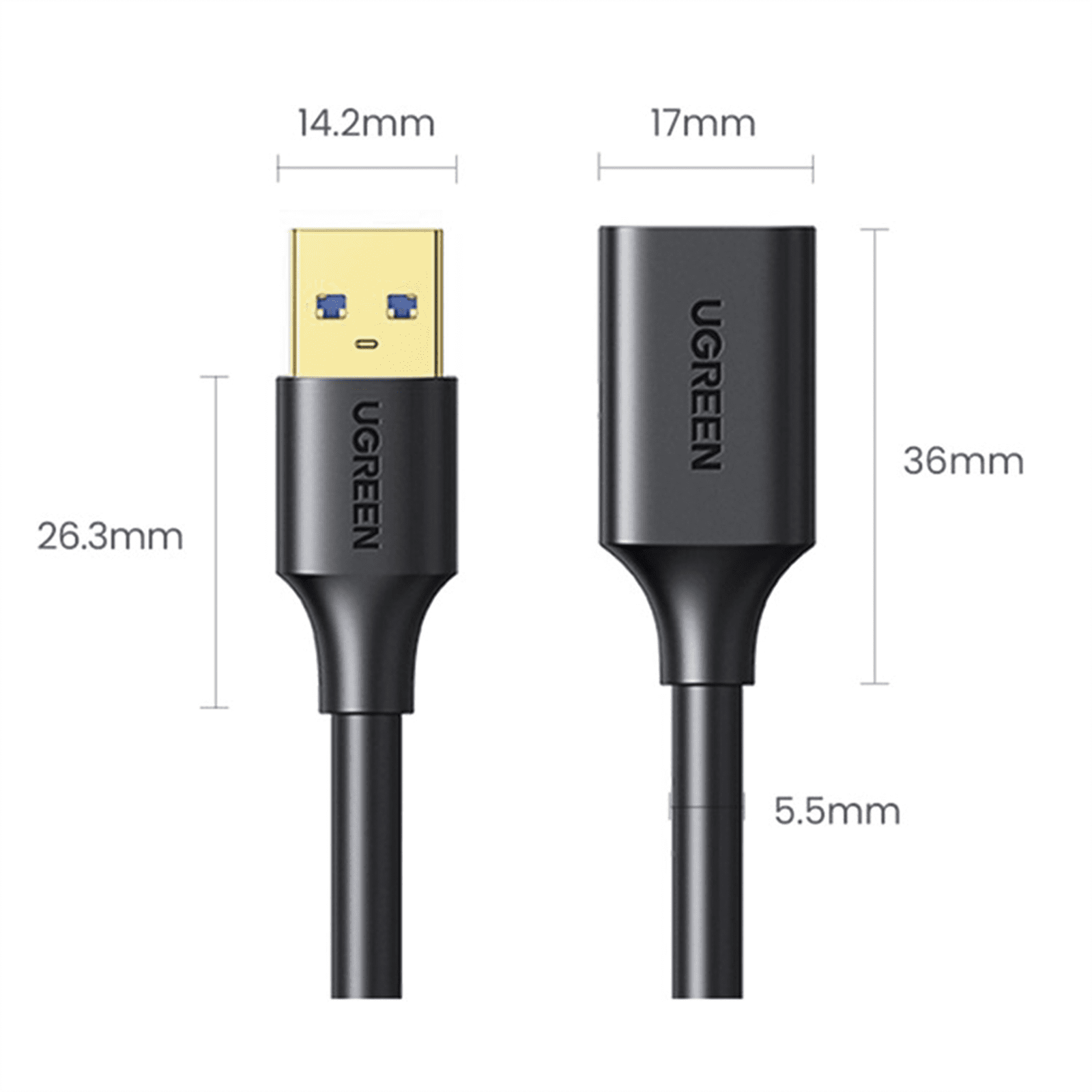 Cable de Extensión Activo USB 2.0 / 10 Metros / Macho-Hembra / Booster individual FE1.1S incorporado / Velocidad de hasta 480 Mbps / Ideal para impresoras, consolas , Webcam, etc. 10321 - UGREEN