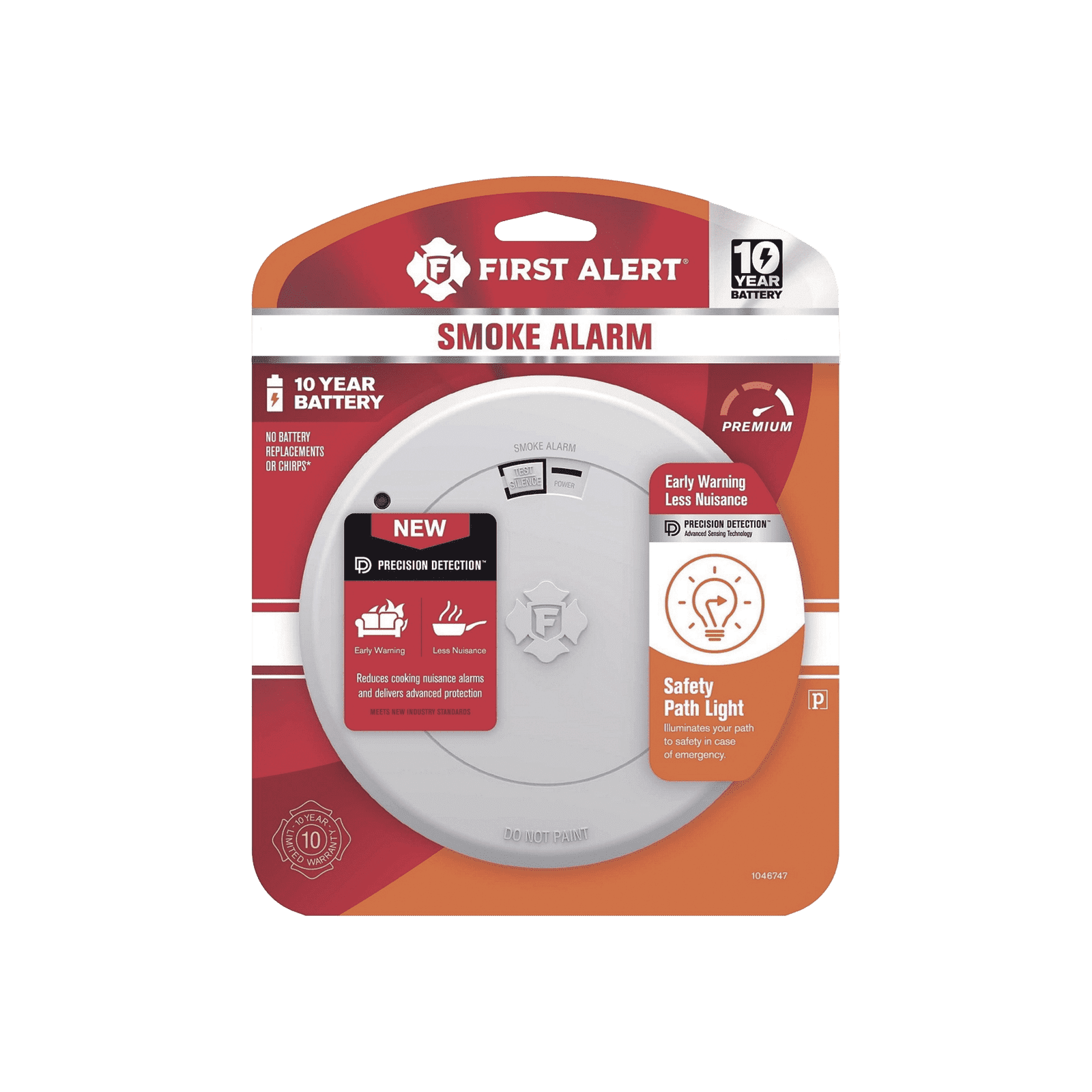 Detector de Humo Autónomo, No Requiere Panel, LED de Escape, Sensor por Ionización, Batería Sellada para 10 años de vida 1046747 - FIRST ALERT