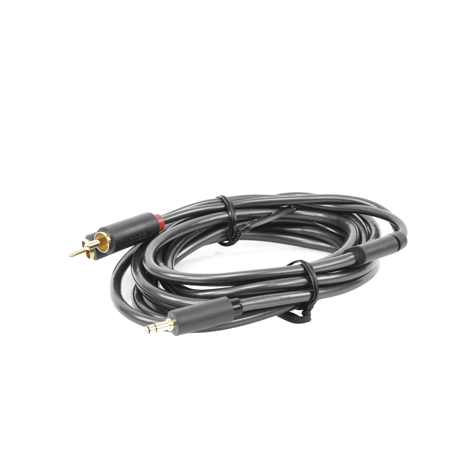 Cable Adaptador de 3.5mm Macho a 2 RCA Macho / 3 Metros / Color Gris / Blindaje Múltiple / ABS / Alta Calidad 10512 - UGREEN