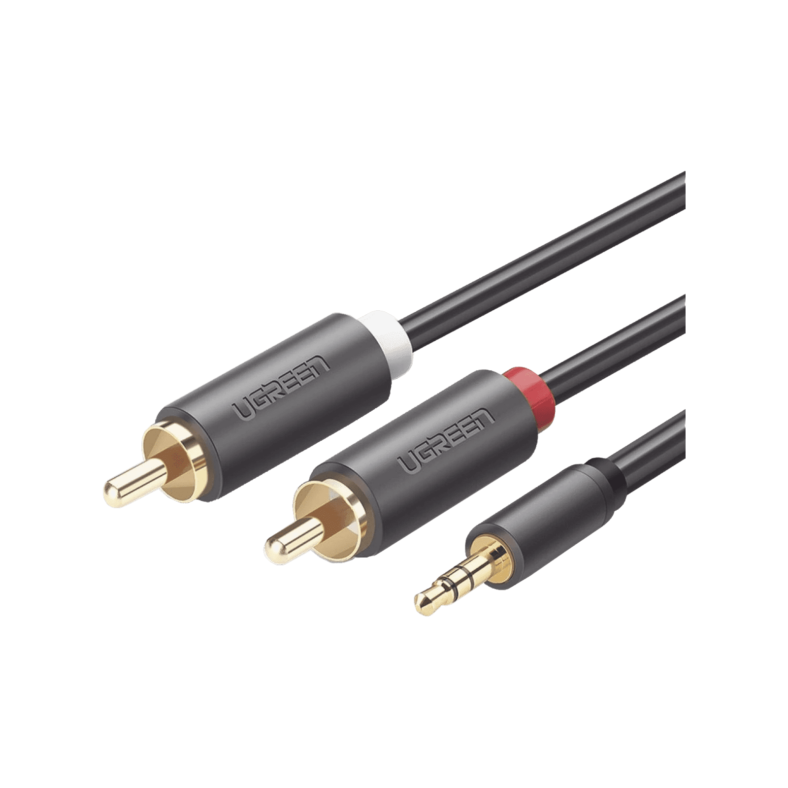 Cable Adaptador de 3.5mm Macho a 2 RCA Macho / 5 Metros / Color Gris / Blindaje Múltiple / ABS / Alta Calidad 10513 - UGREEN