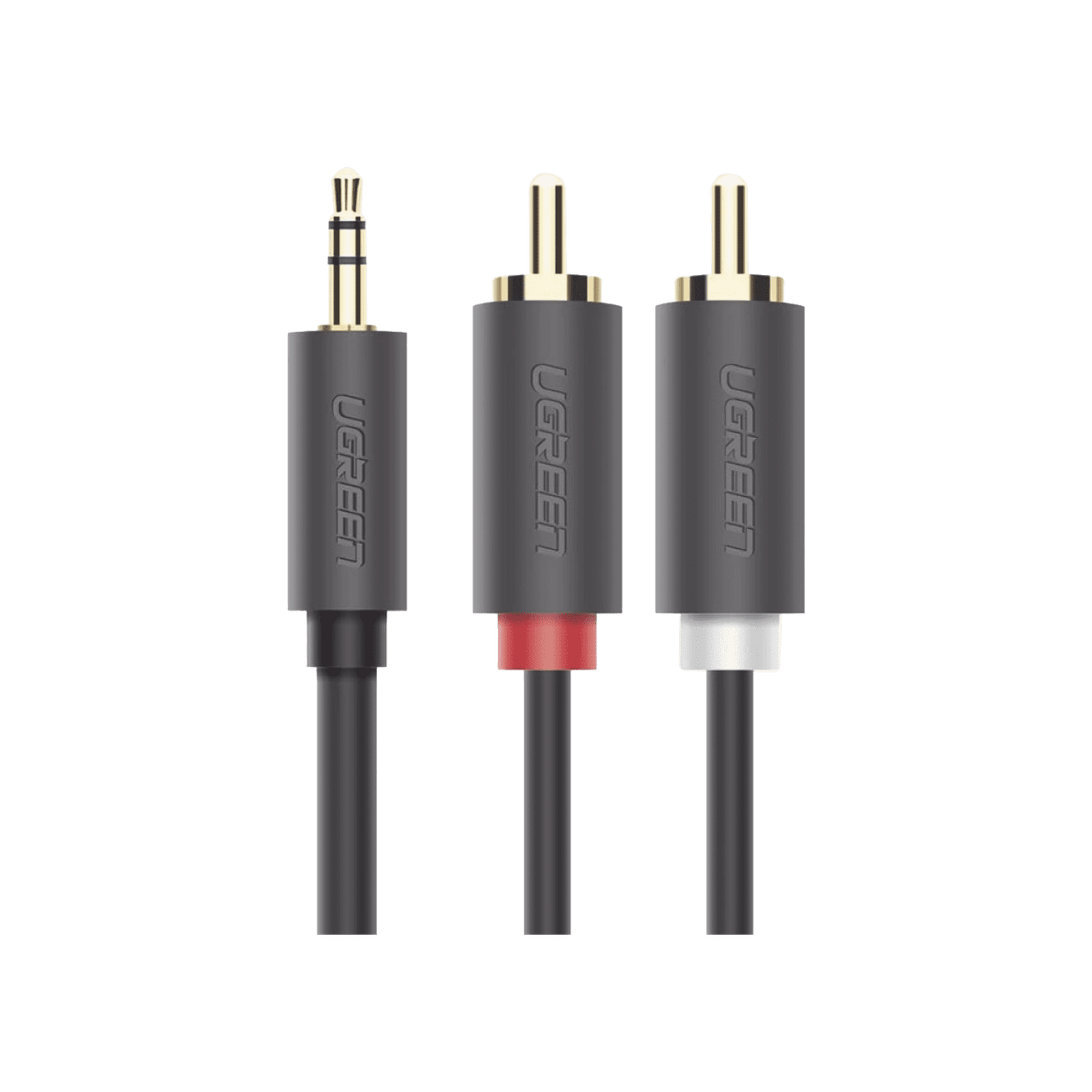 Cable Adaptador de 3.5mm Macho a 2 RCA Macho / 5 Metros / Color Gris / Blindaje Múltiple / ABS / Alta Calidad 10513 - UGREEN