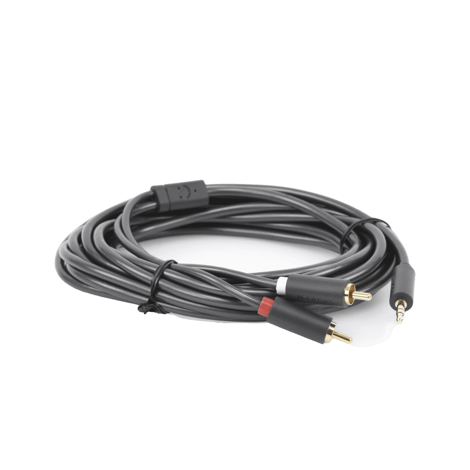 Cable Adaptador de 3.5mm Macho a 2 RCA Macho / 5 Metros / Color Gris / Blindaje Múltiple / ABS / Alta Calidad 10513 - UGREEN