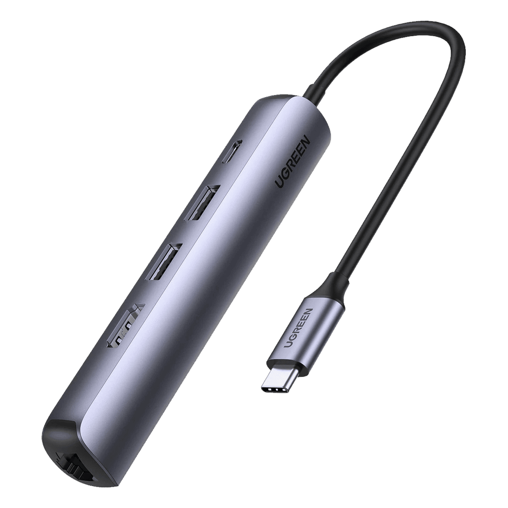 HUB USB-C (Docking Station) 5 en 1 | Ultra Delgado | 2 USB-A 3.1 a (5 Gbps) | HDMI 4K@60Hz | RJ45 (Gigabit Ethernet) | USB-C PD Carga Rpida 100W | Soporta OTG | Chips Inteligentes | Pequeo y Ligero | Caja de Aluminio. 10919
