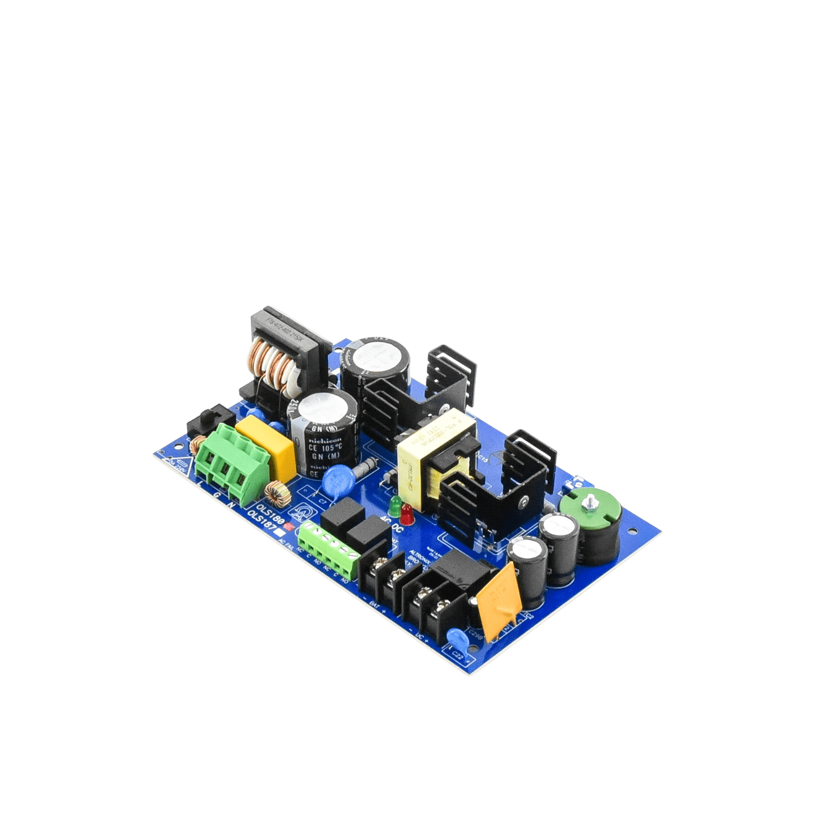 12 o 24 Vcc @ 6 A / fuente tipo tarjeta / 1 salida / capacidad de batería / batería no incluida. OLS-180 - ALTRONIX