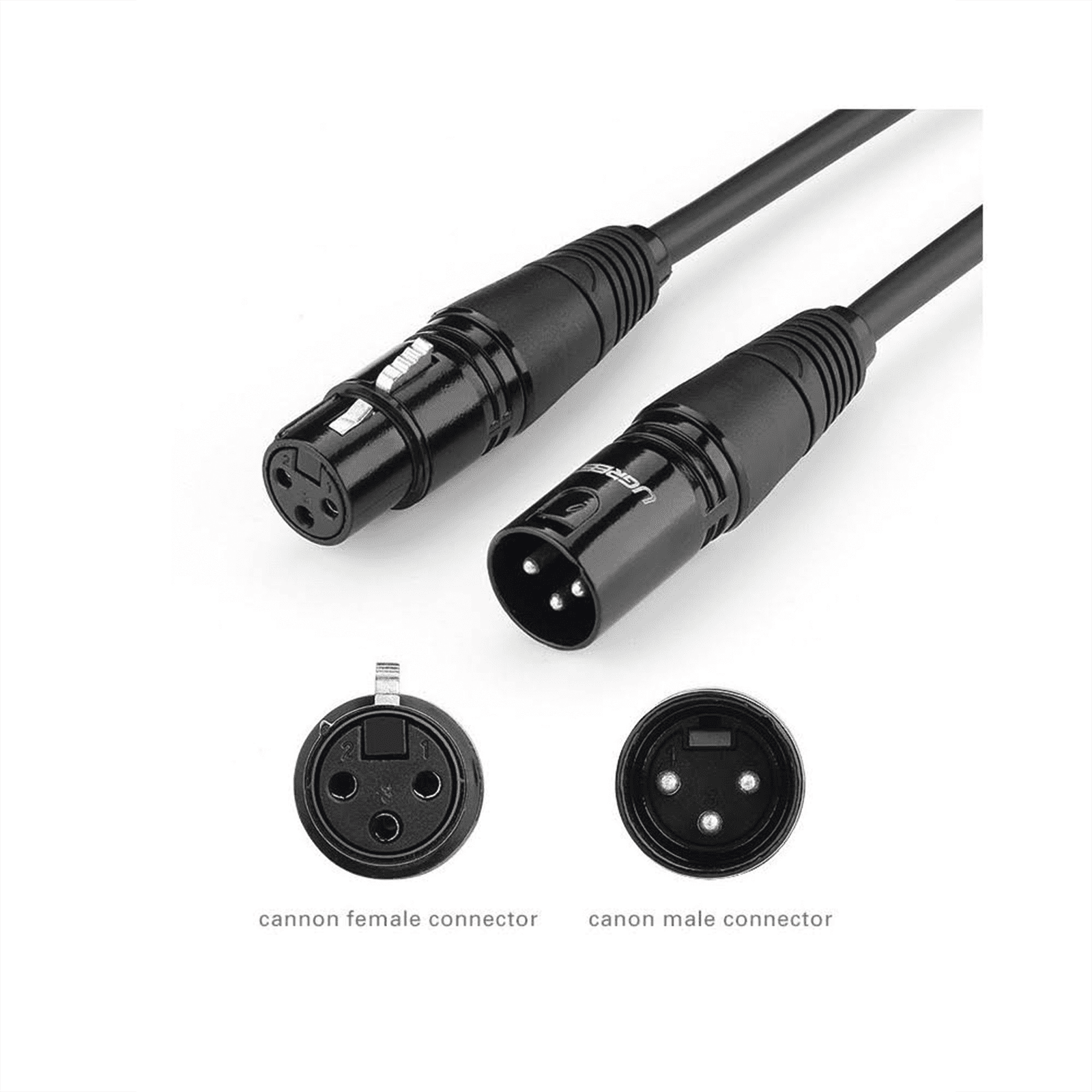 Cable para Micrófono XLR Tipo Canon Macho a Hembra | 15 Metros | Plug & Play | Anti interferencias | Triple Blindaje | Alta Calidad | Color Negro. 20716 - UGREEN